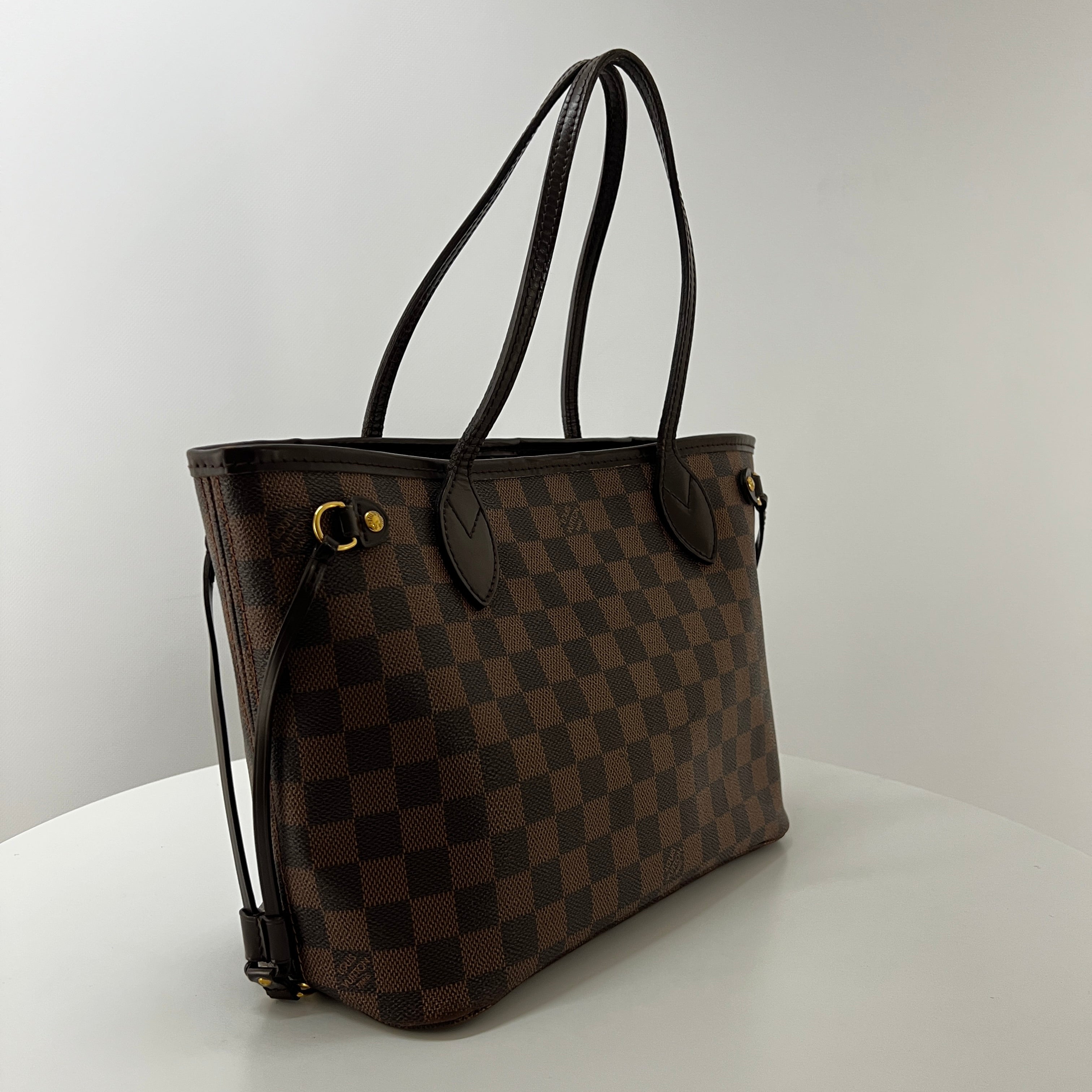 LOUIS VUITTON Neverfull PM handbag in brown canvas and leather