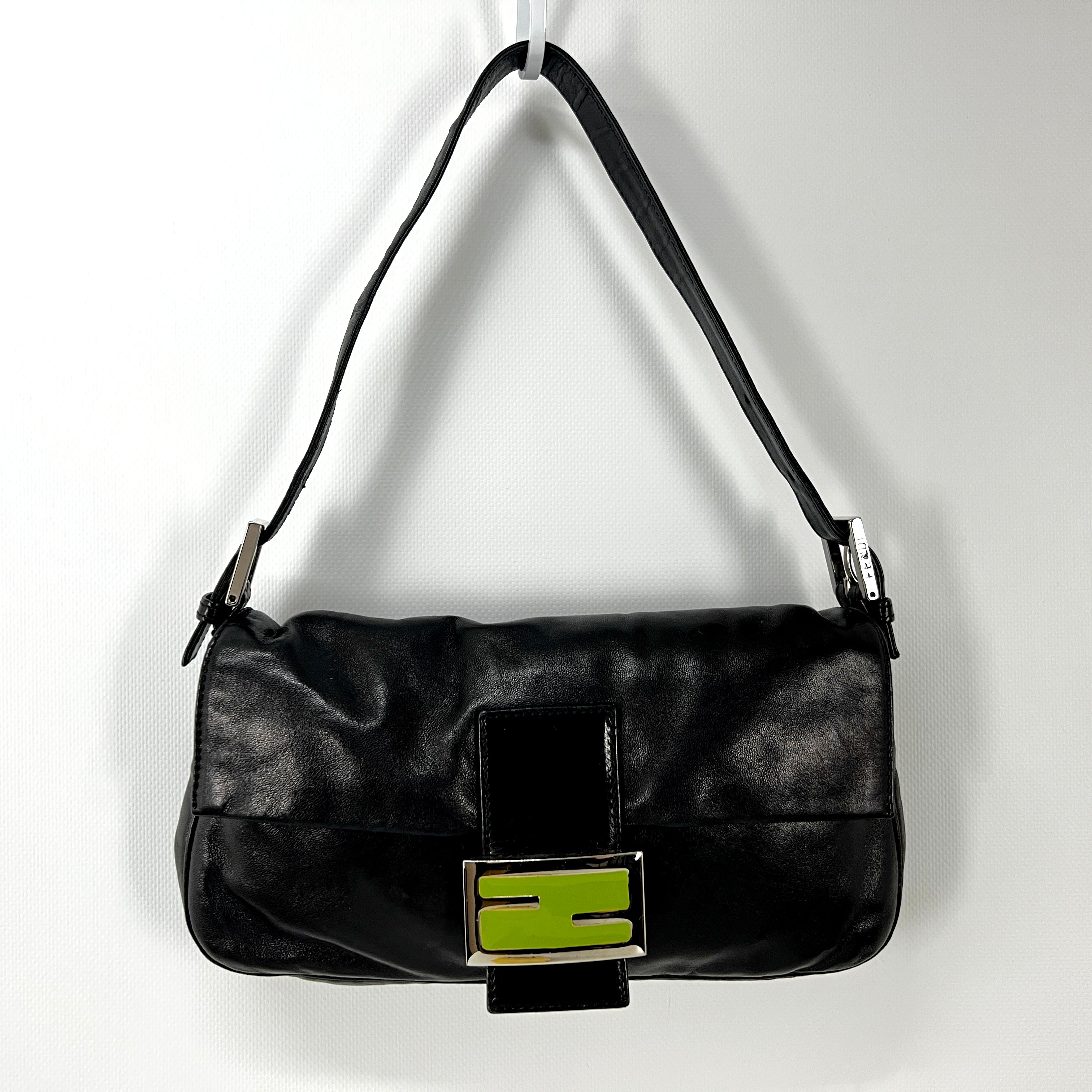 FENDI Mamma Baguette black leather handbag