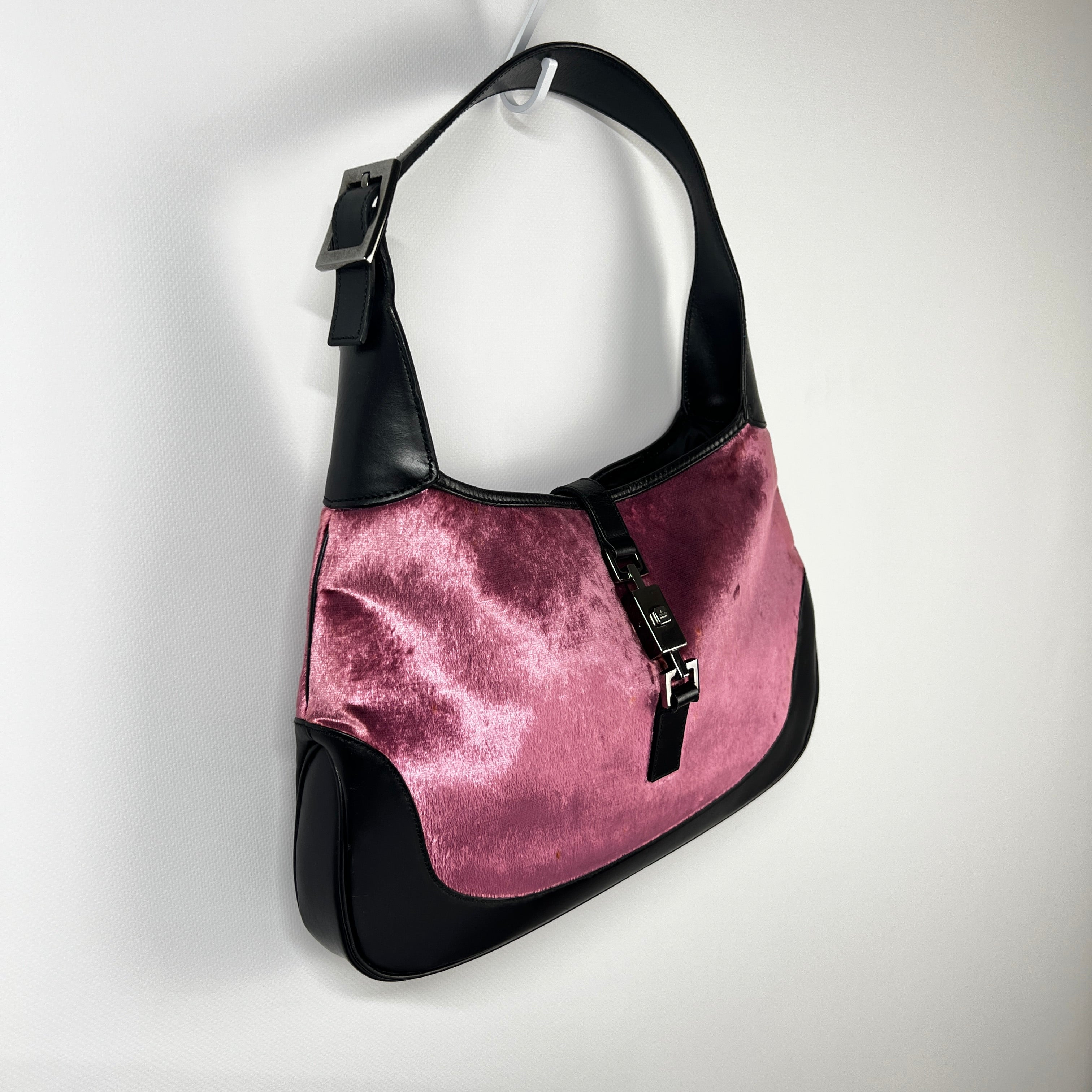 Sac à main GUCCI Jackie suede et cuir rose