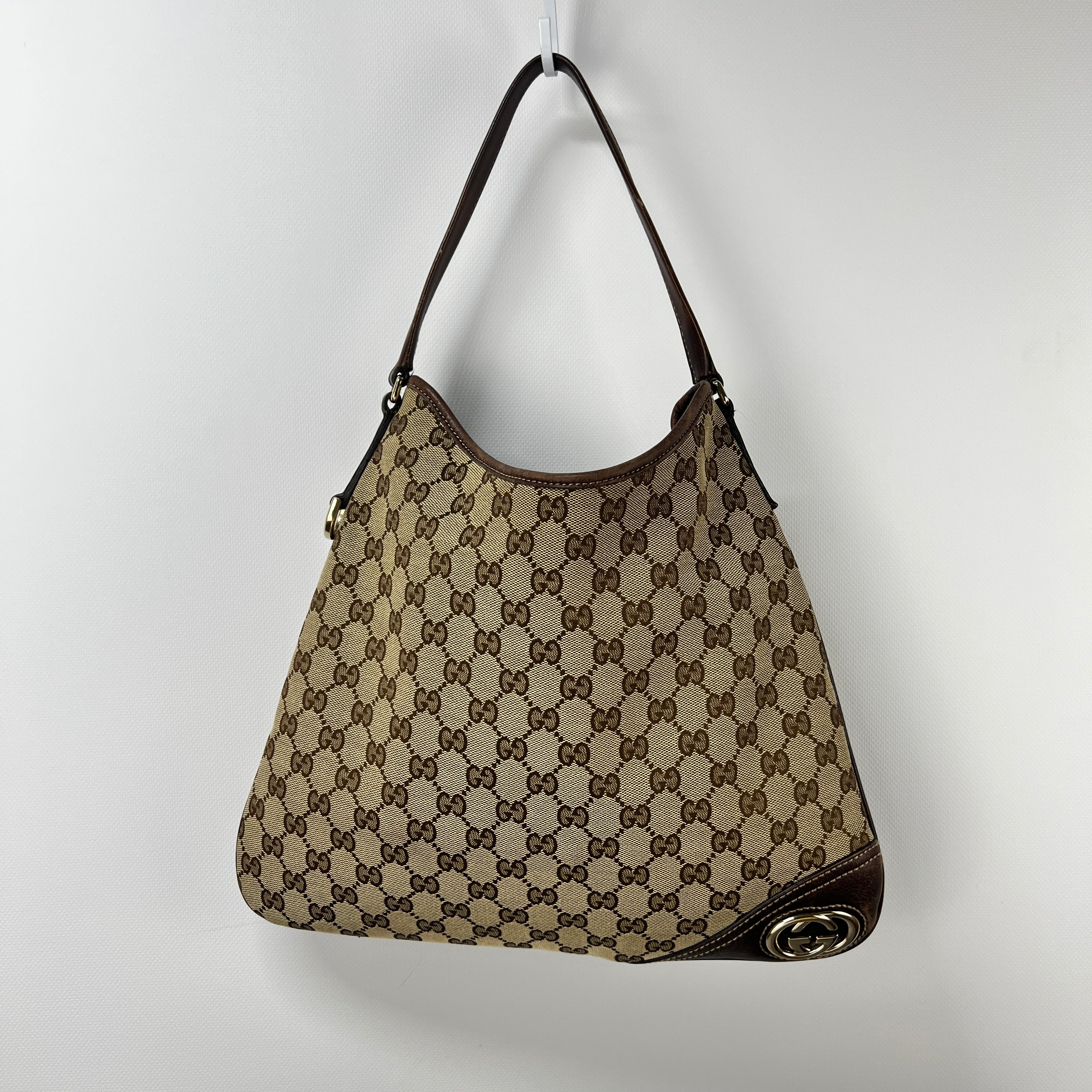 Sac à main GUCCI Hobo toile et cuir marron