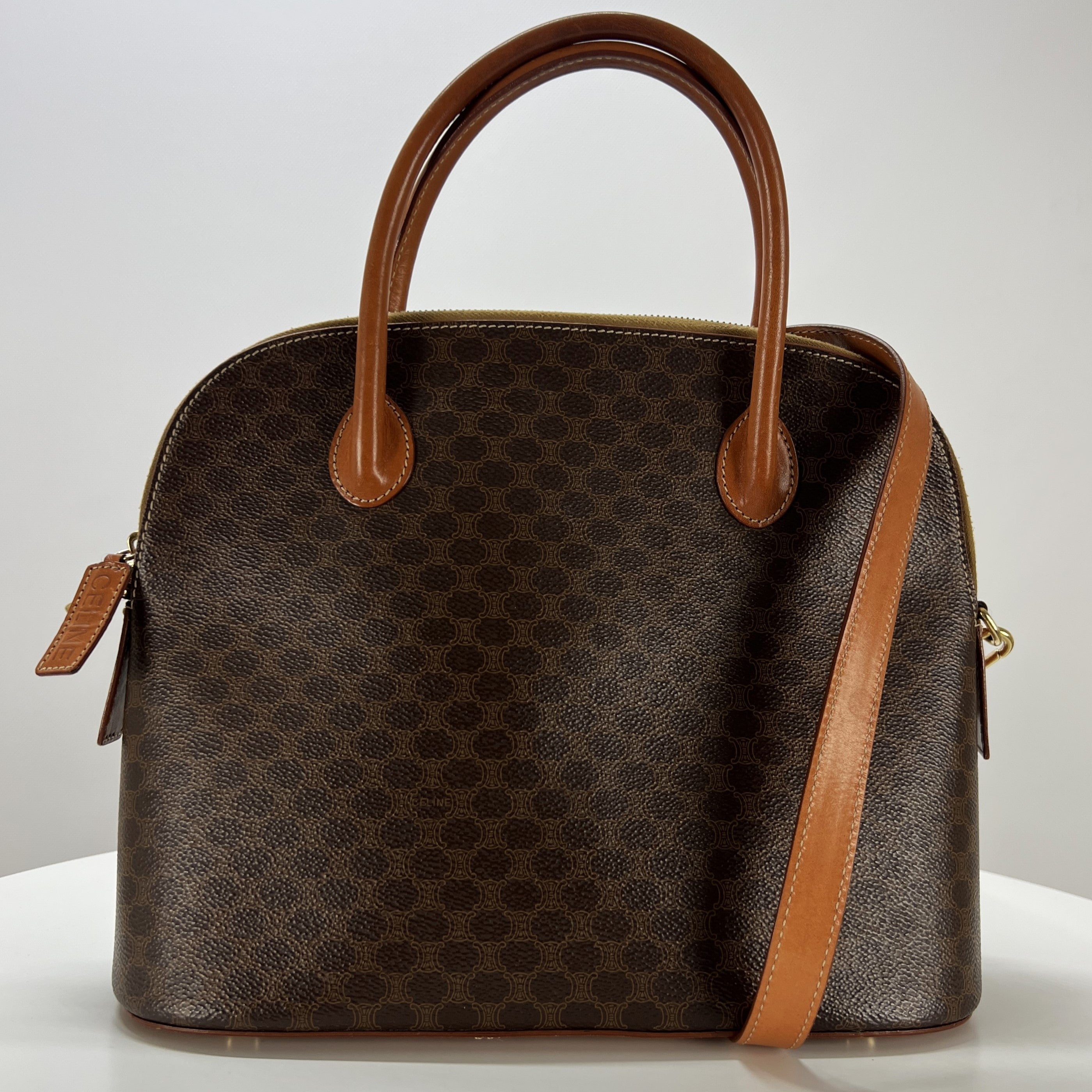 Sac à main CELINE toile et cuir marron