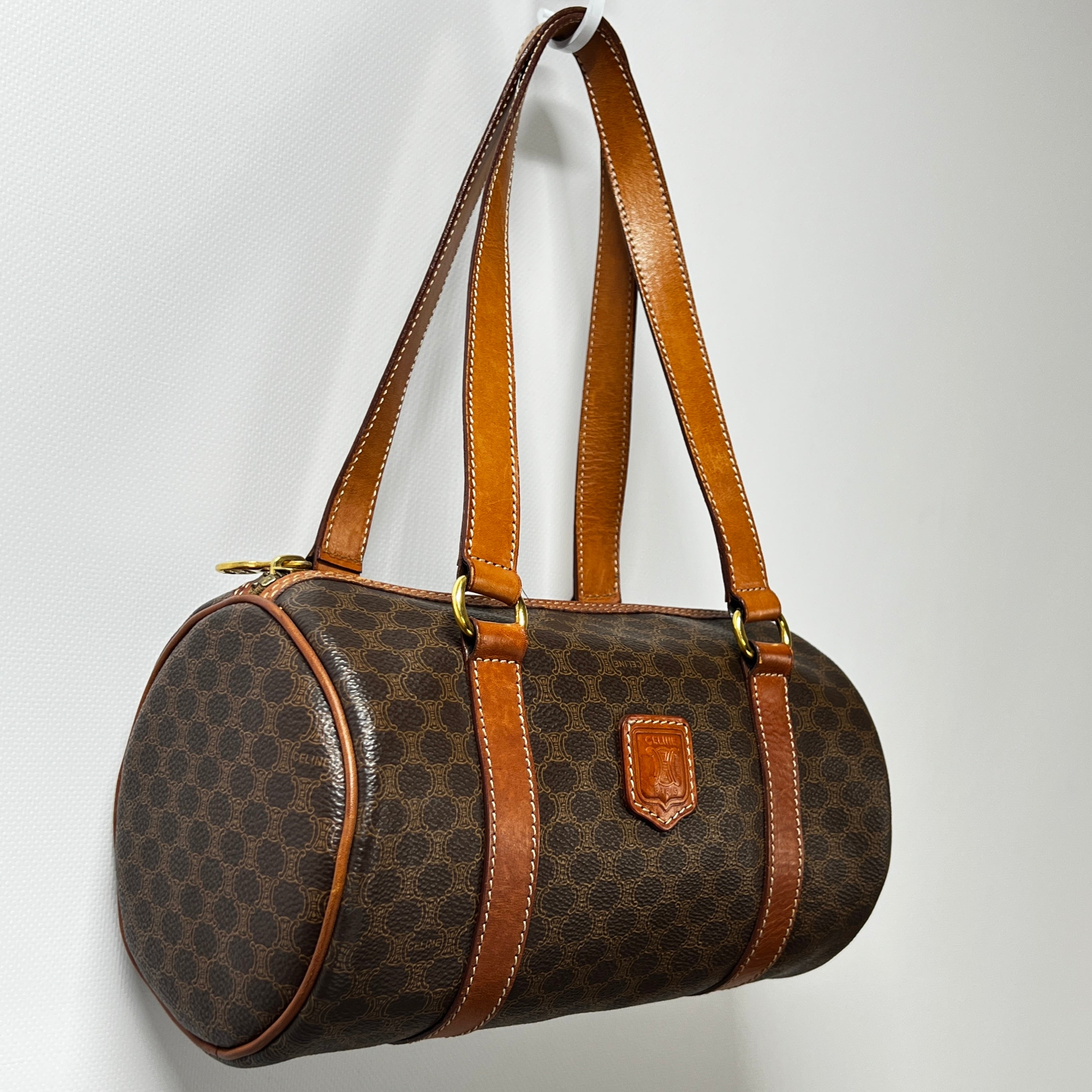 CELINE Papillon handbag in brown canvas and leather