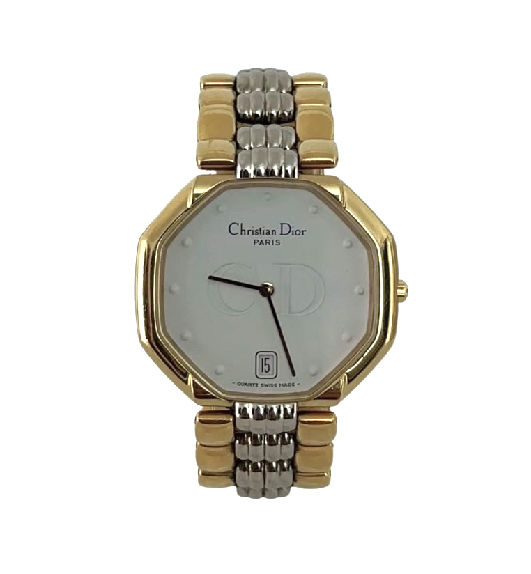 Montre DIOR Octagon plaqué or bicolore