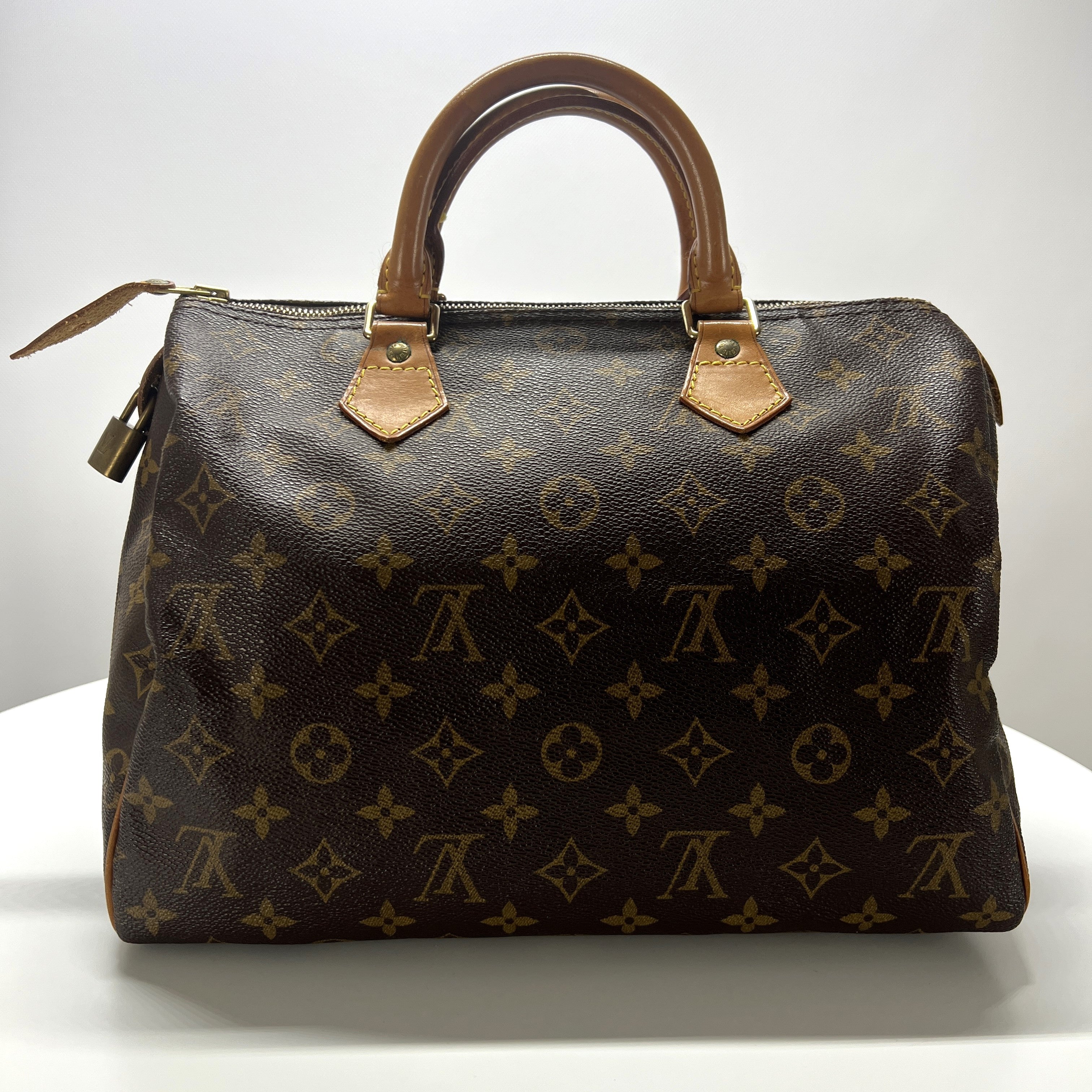 Sac à main LOUIS VUITTON Speedy 30 toile et cuir marron
