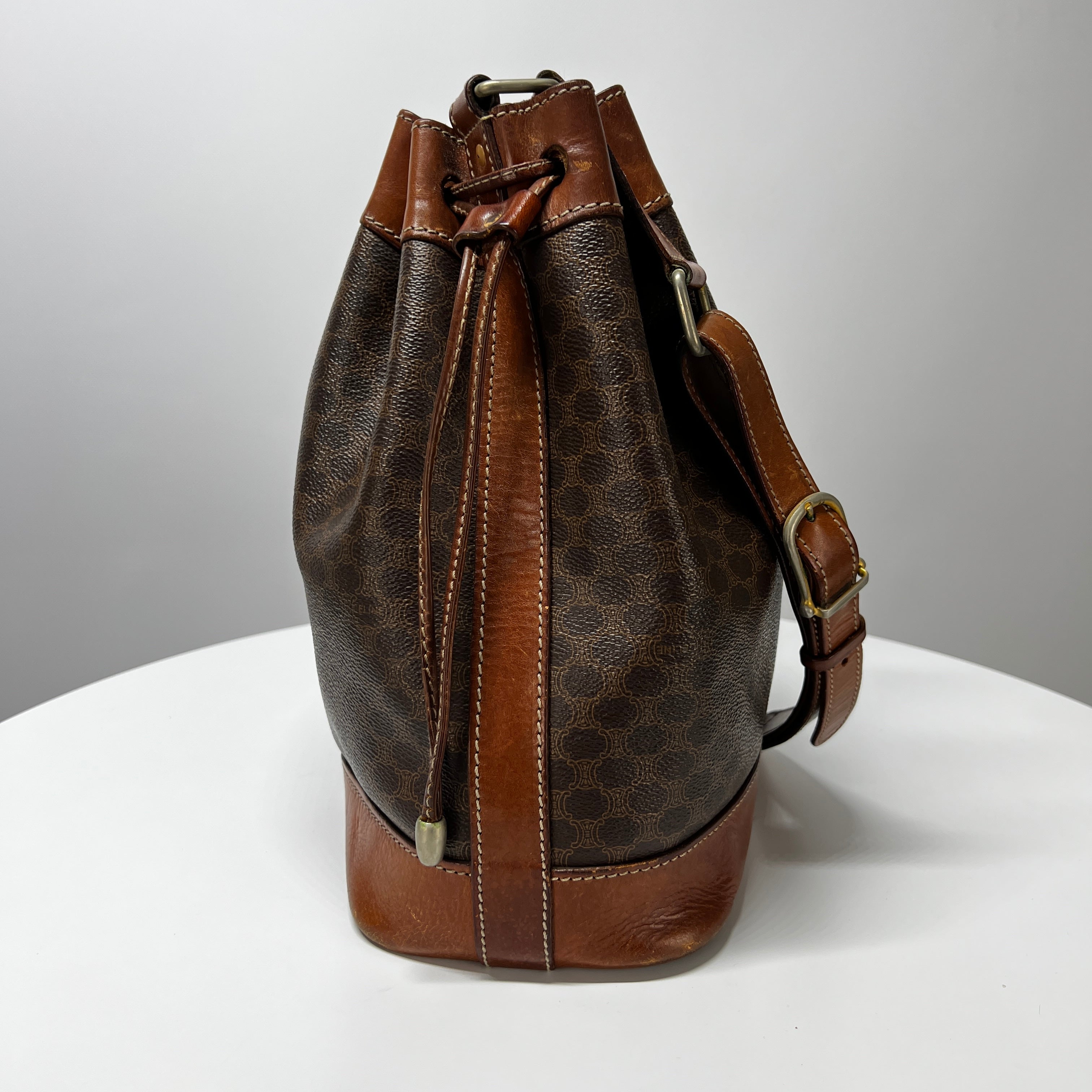 Sac sceau CELINE toile et cuir marron