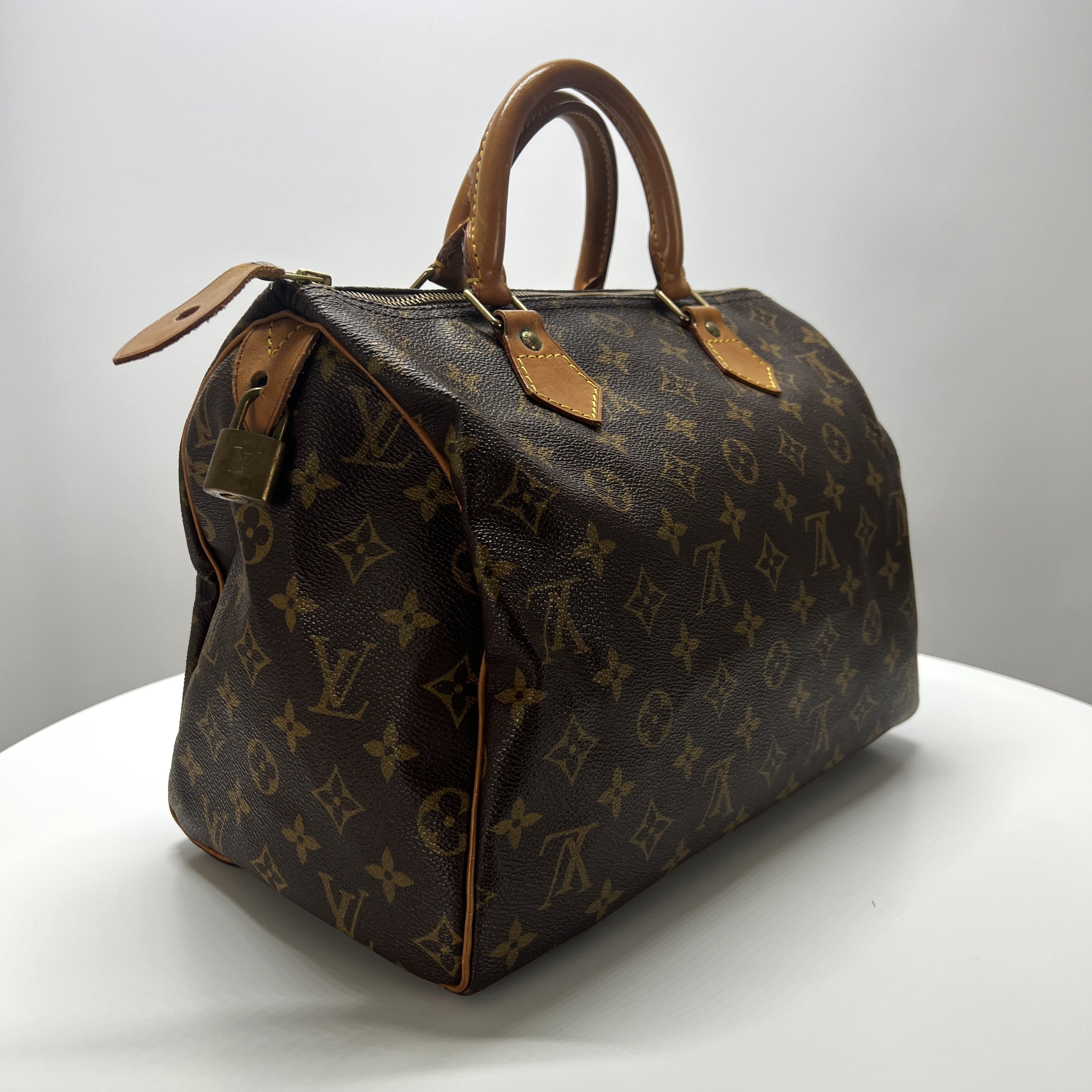 Sac à main LOUIS VUITTON Speedy 30 toile et cuir marron