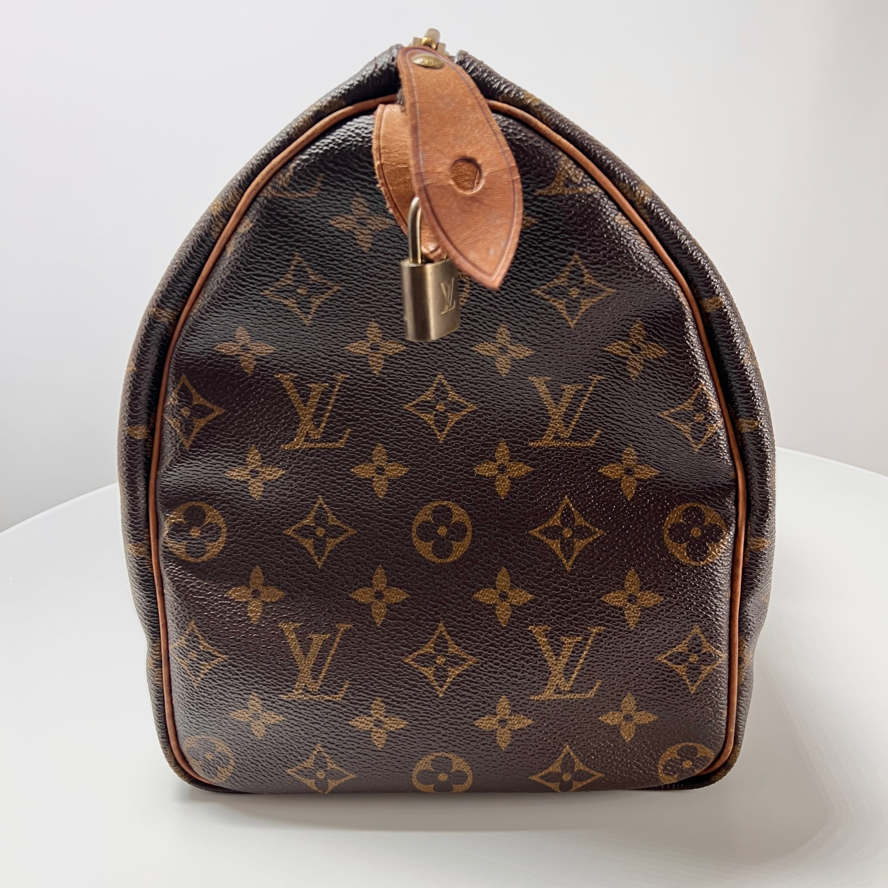 LOUIS VUITTON Speedy handbag in brown canvas and leather