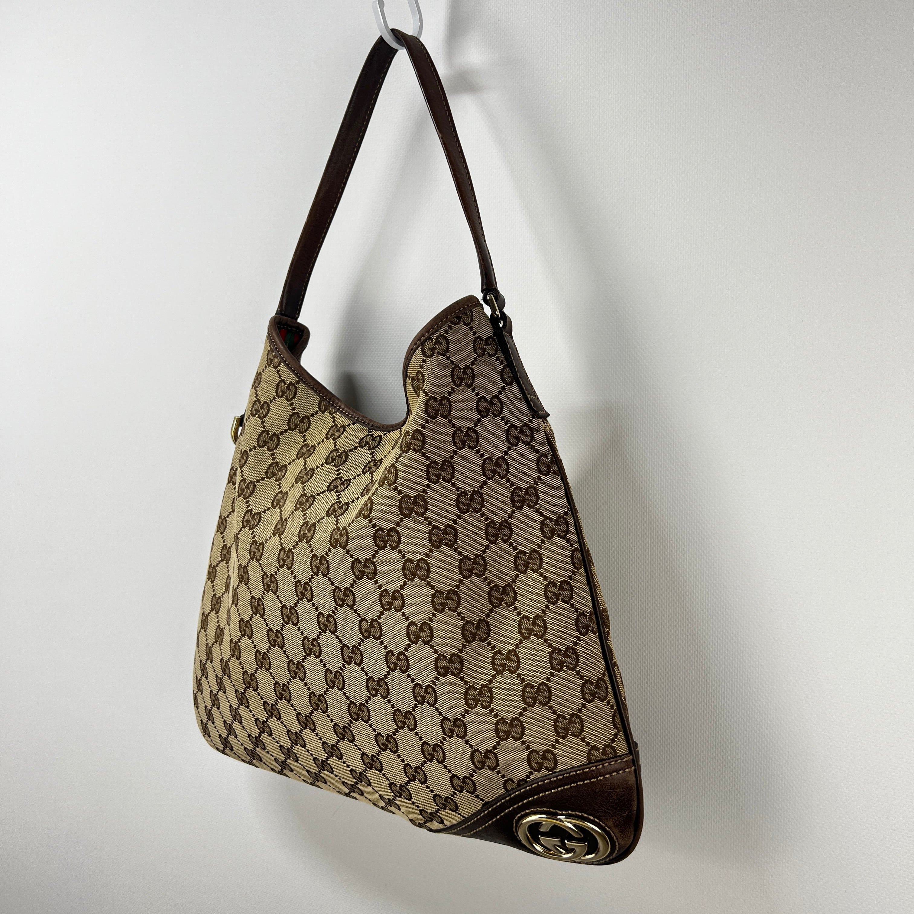 Sac à main GUCCI Hobo toile et cuir marron