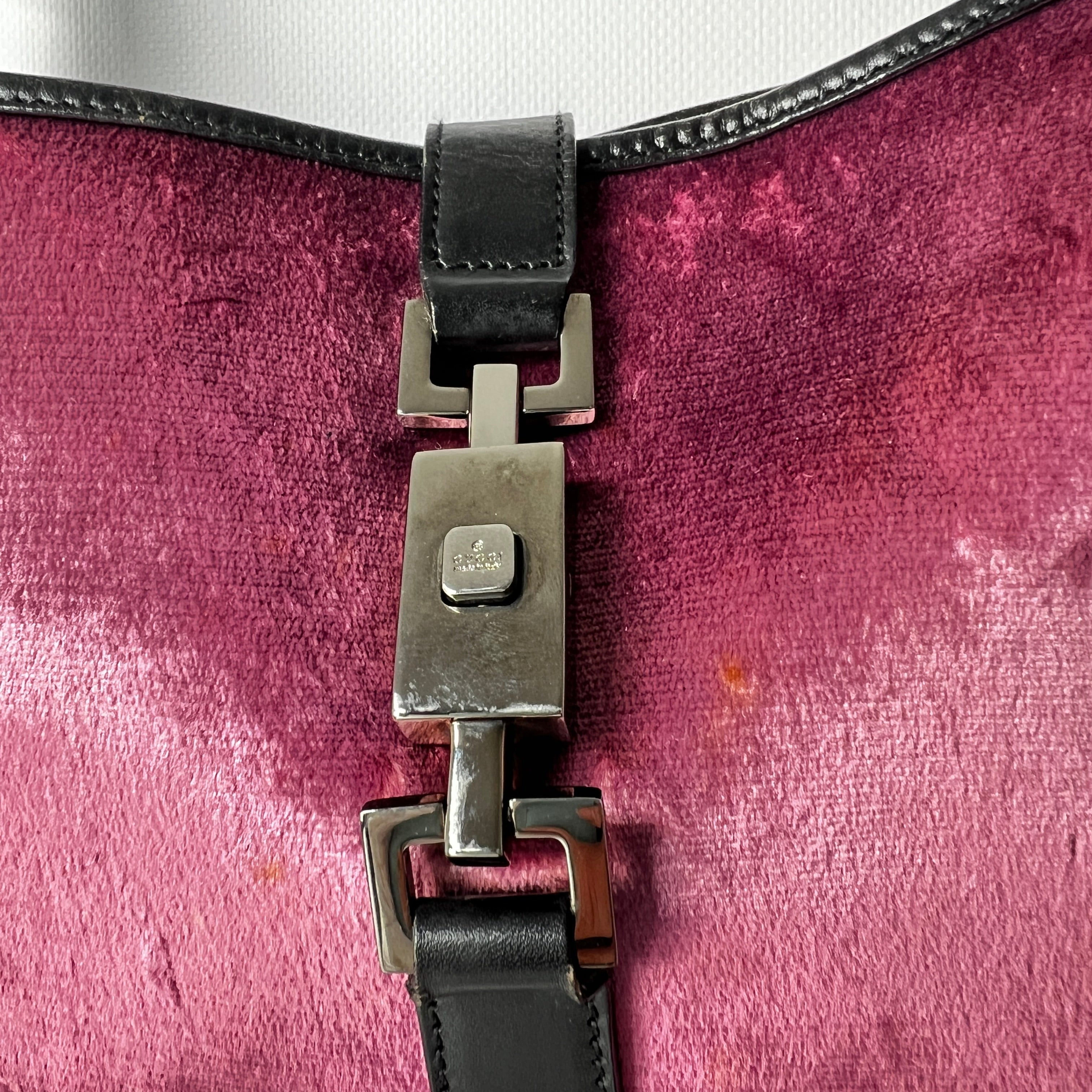 Sac à main GUCCI Jackie suede et cuir rose