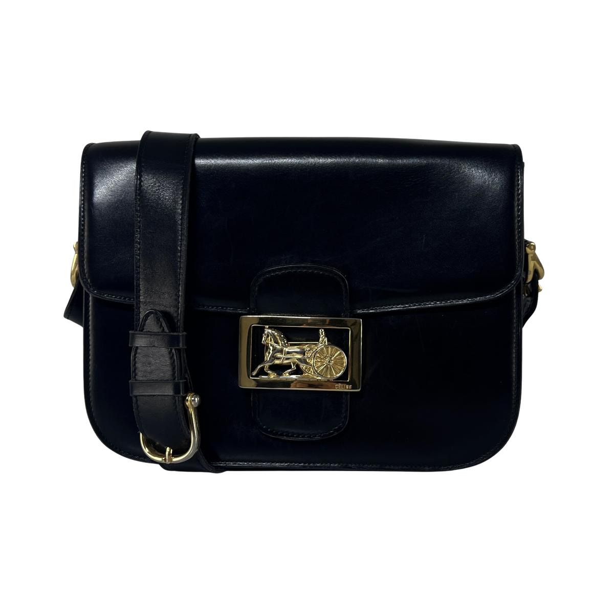 Sac à main CELINE Triomphe cuir noir