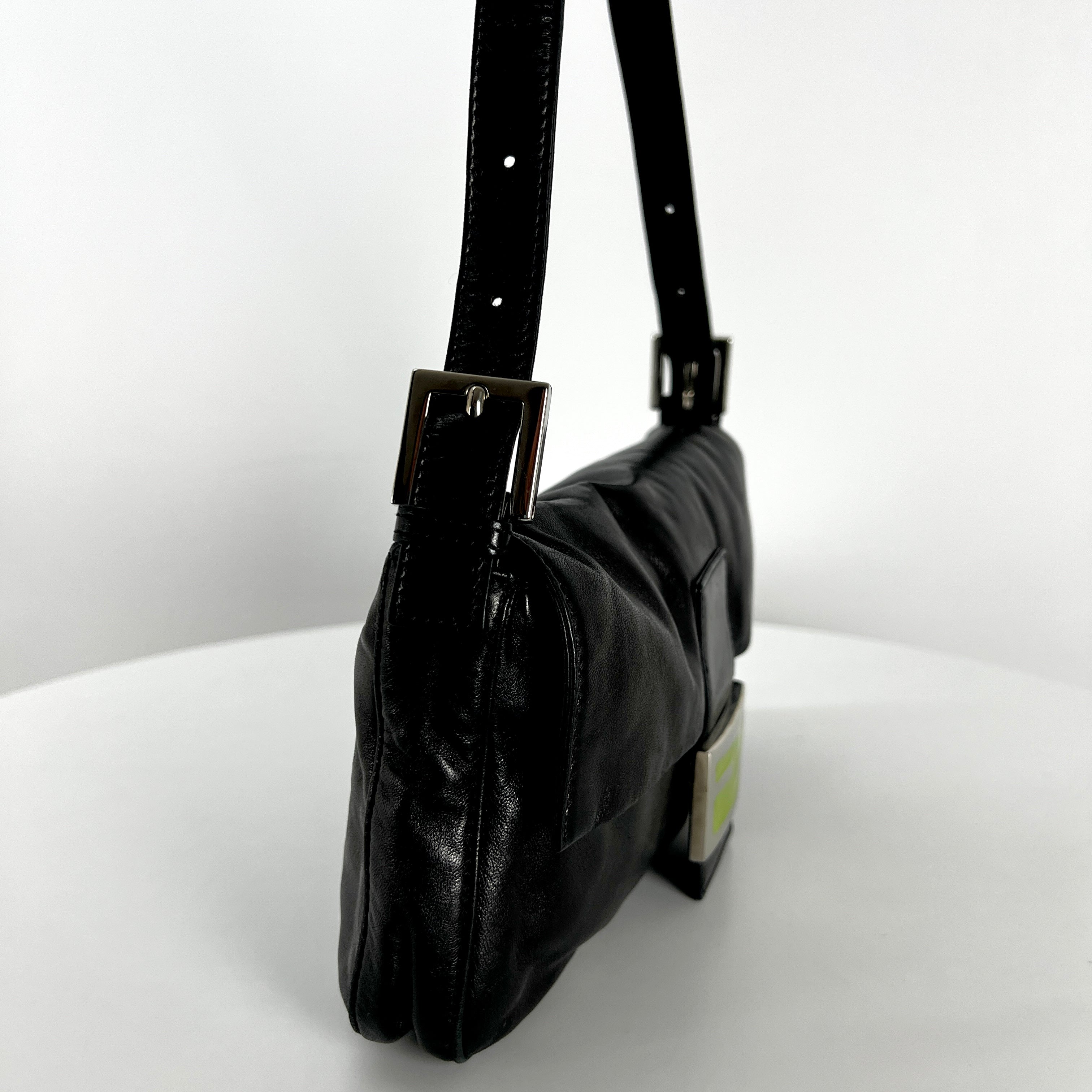 FENDI Mamma Baguette black leather handbag