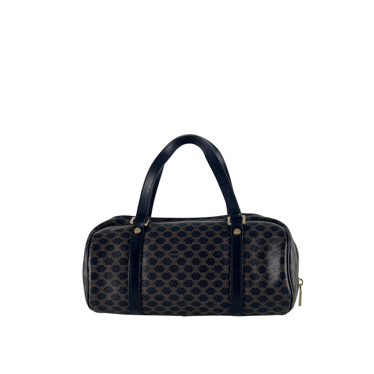 CELINE Papillon canvas and black leather handbag