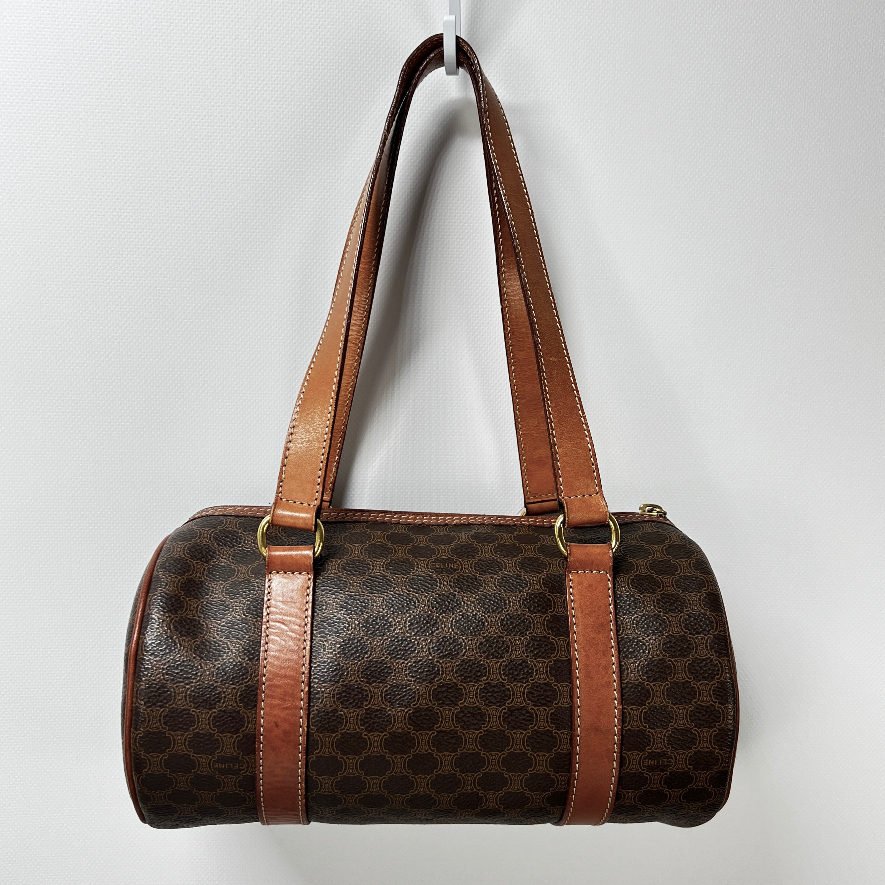 CELINE Papillon handbag in brown canvas and leather