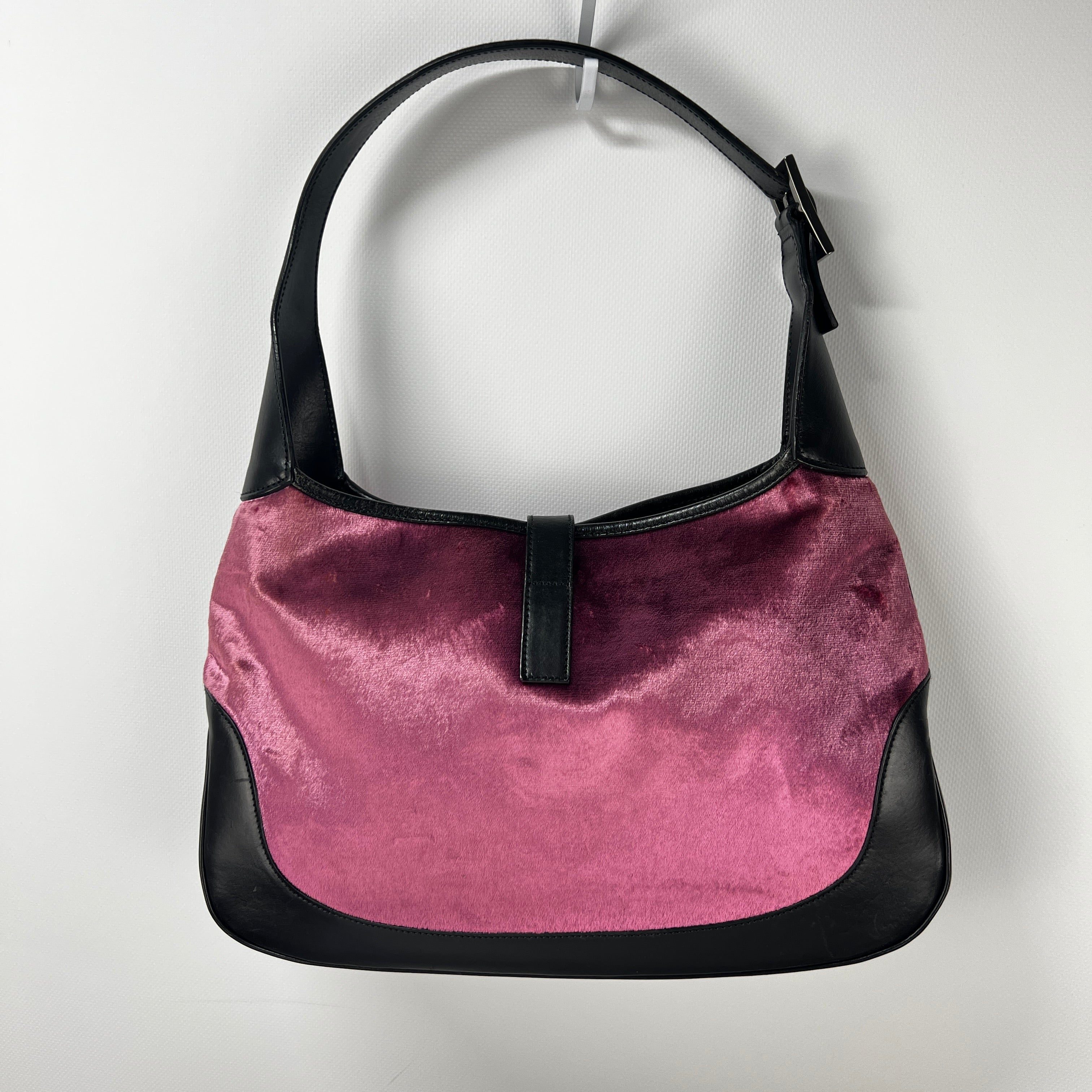 Sac à main GUCCI Jackie suede et cuir rose