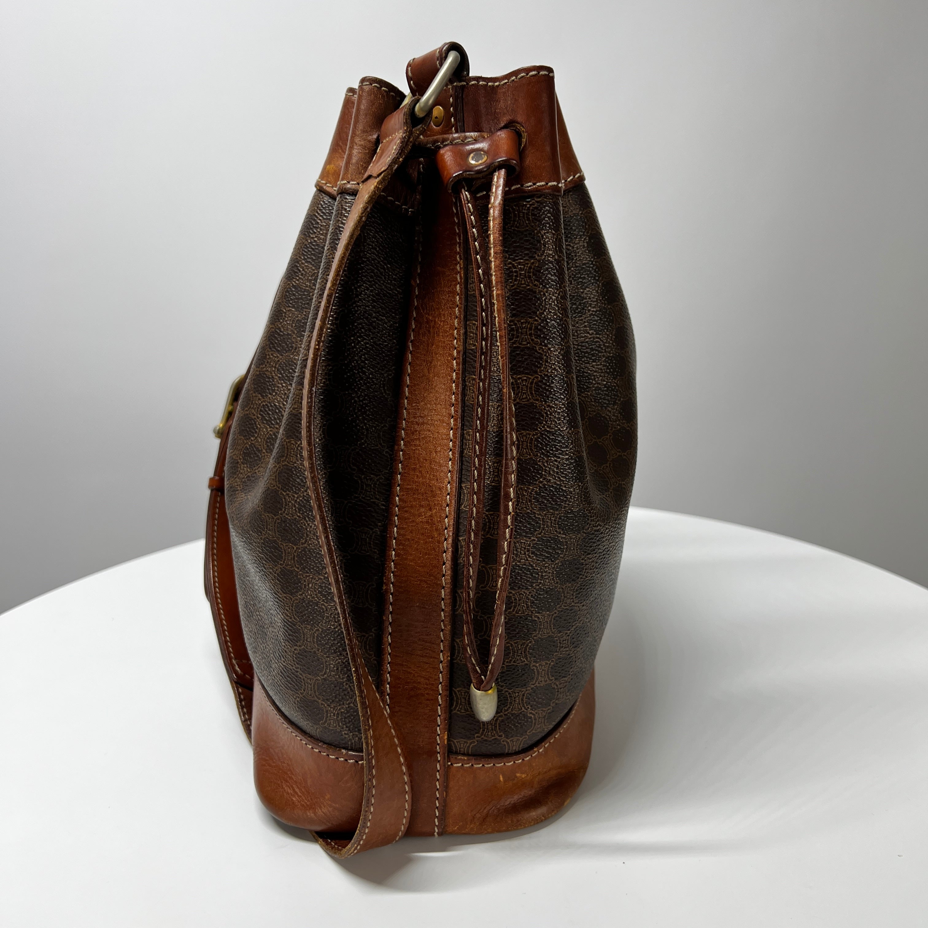Sac sceau CELINE toile et cuir marron