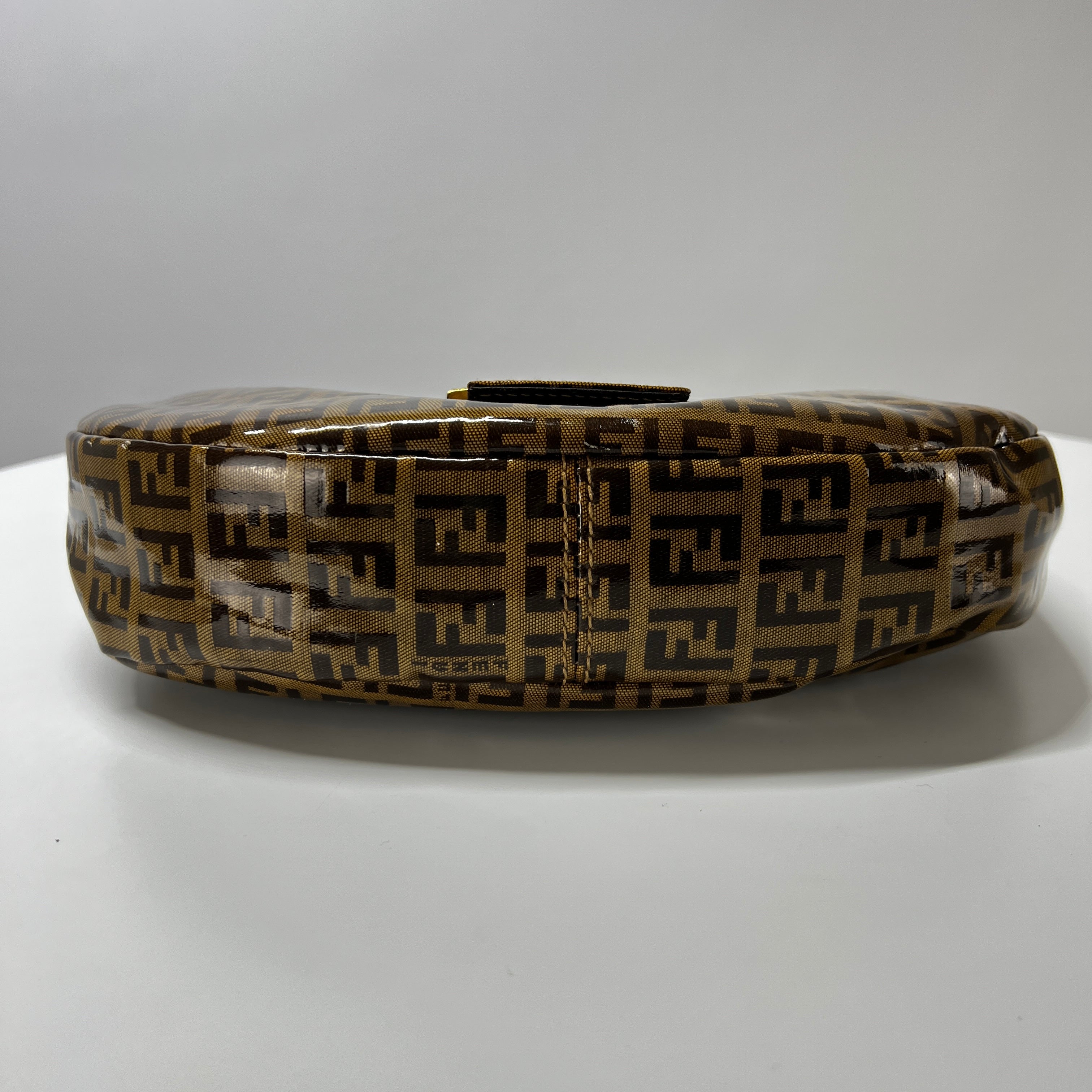 FENDI Croissant handbag in brown patent leather