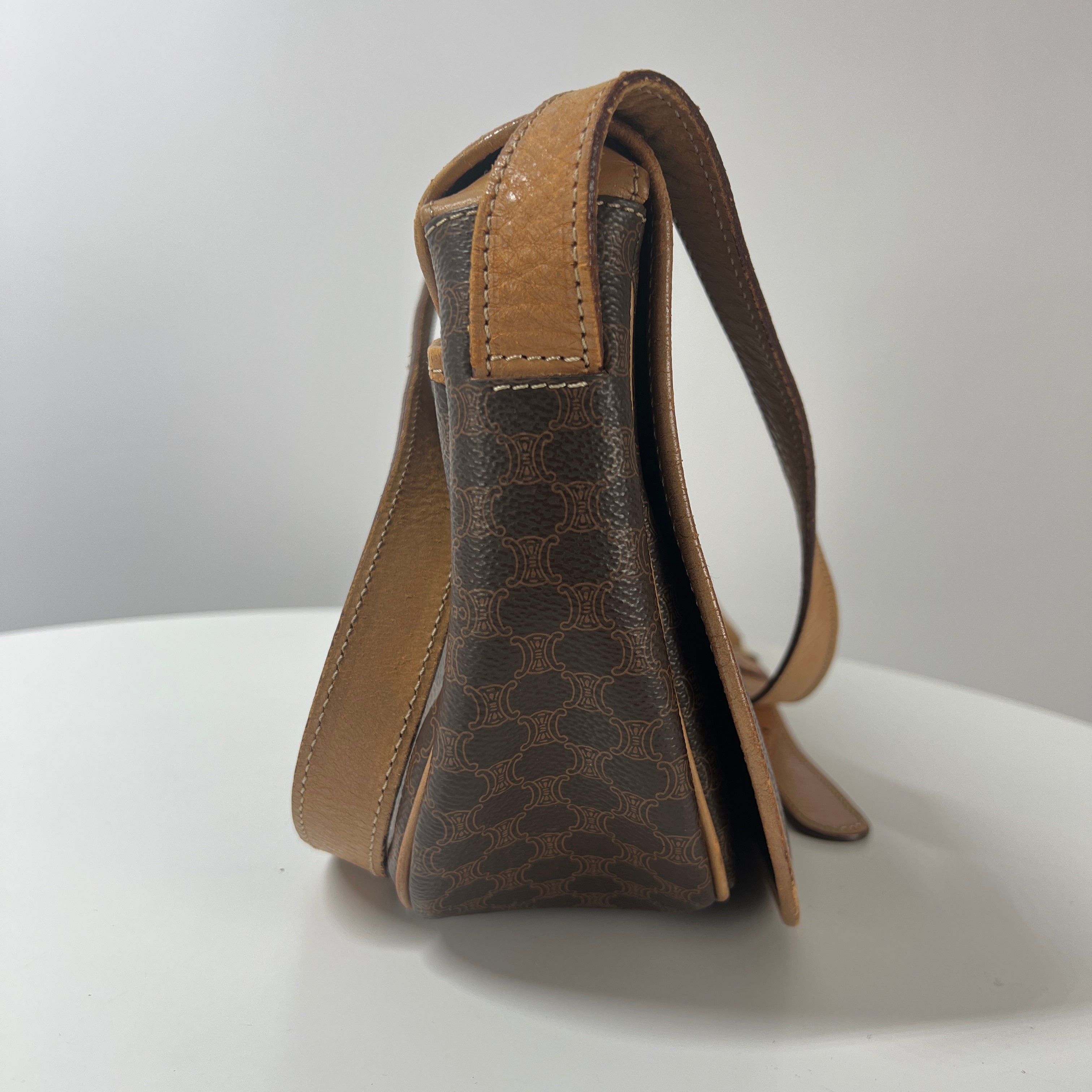 Sac à main CELINE toile et cuir marron
