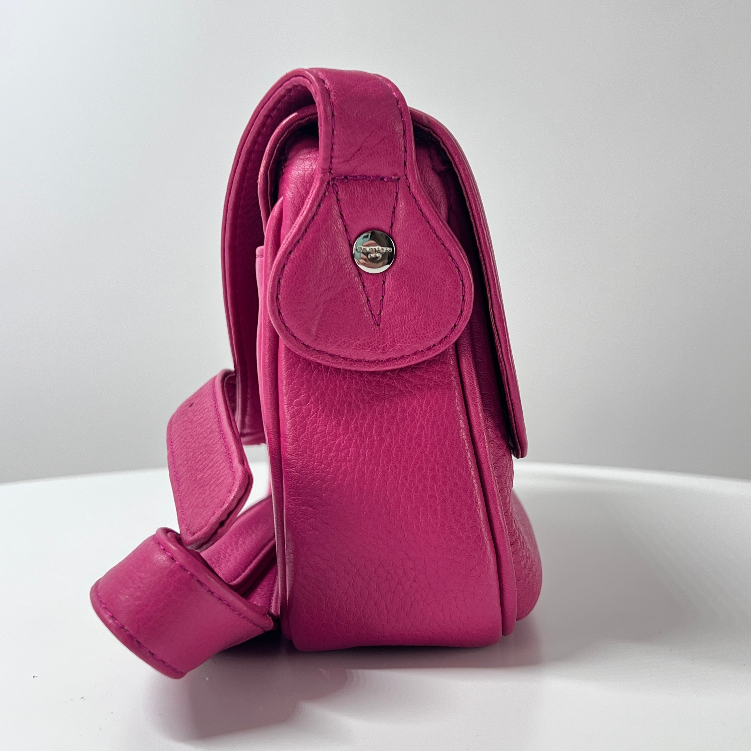 COURREGES Camera pink leather handbag