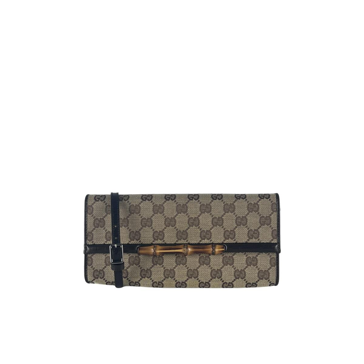 Sac à main GUCCI GG Bamboo toile et cuir marron