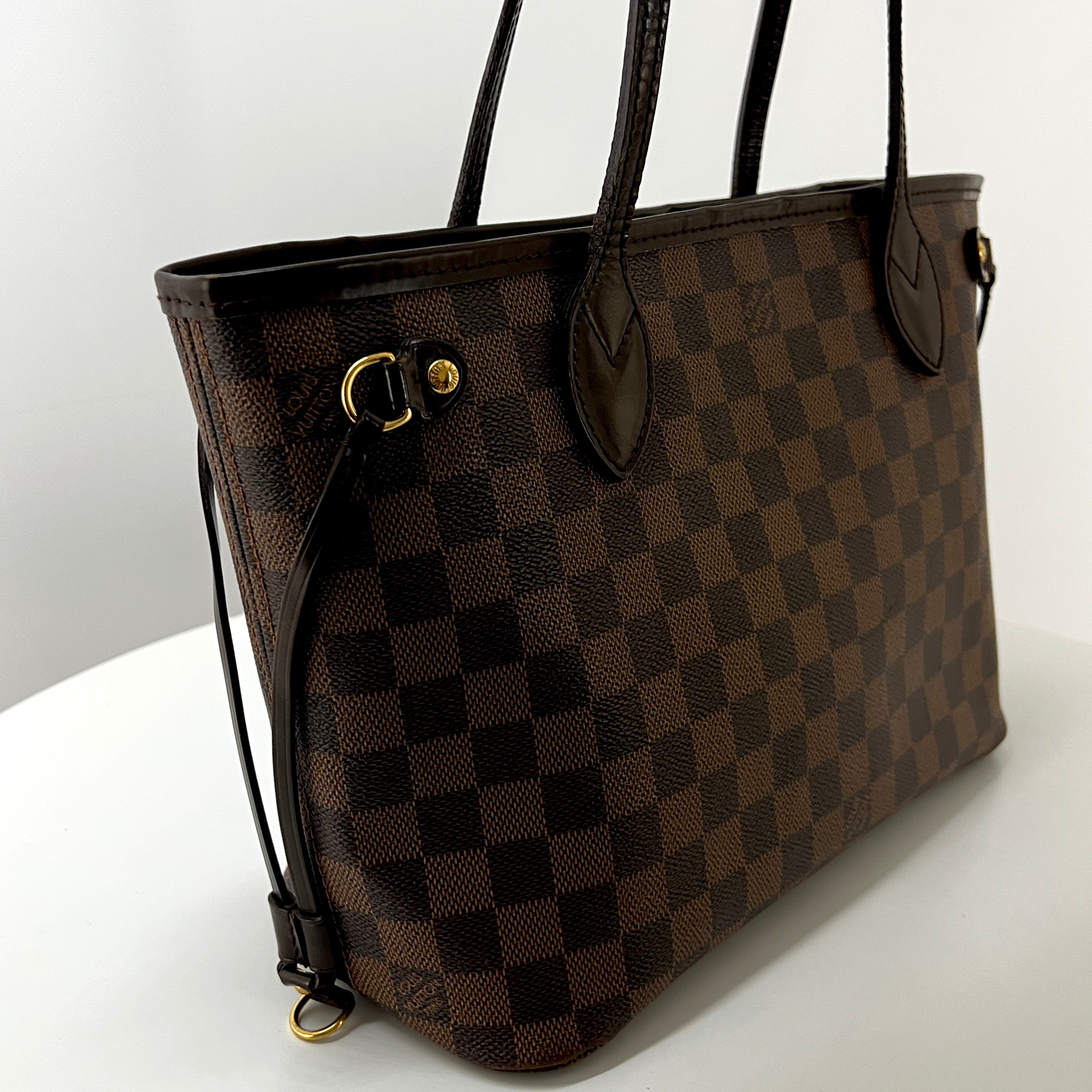 LOUIS VUITTON Neverfull PM handbag in brown canvas and leather