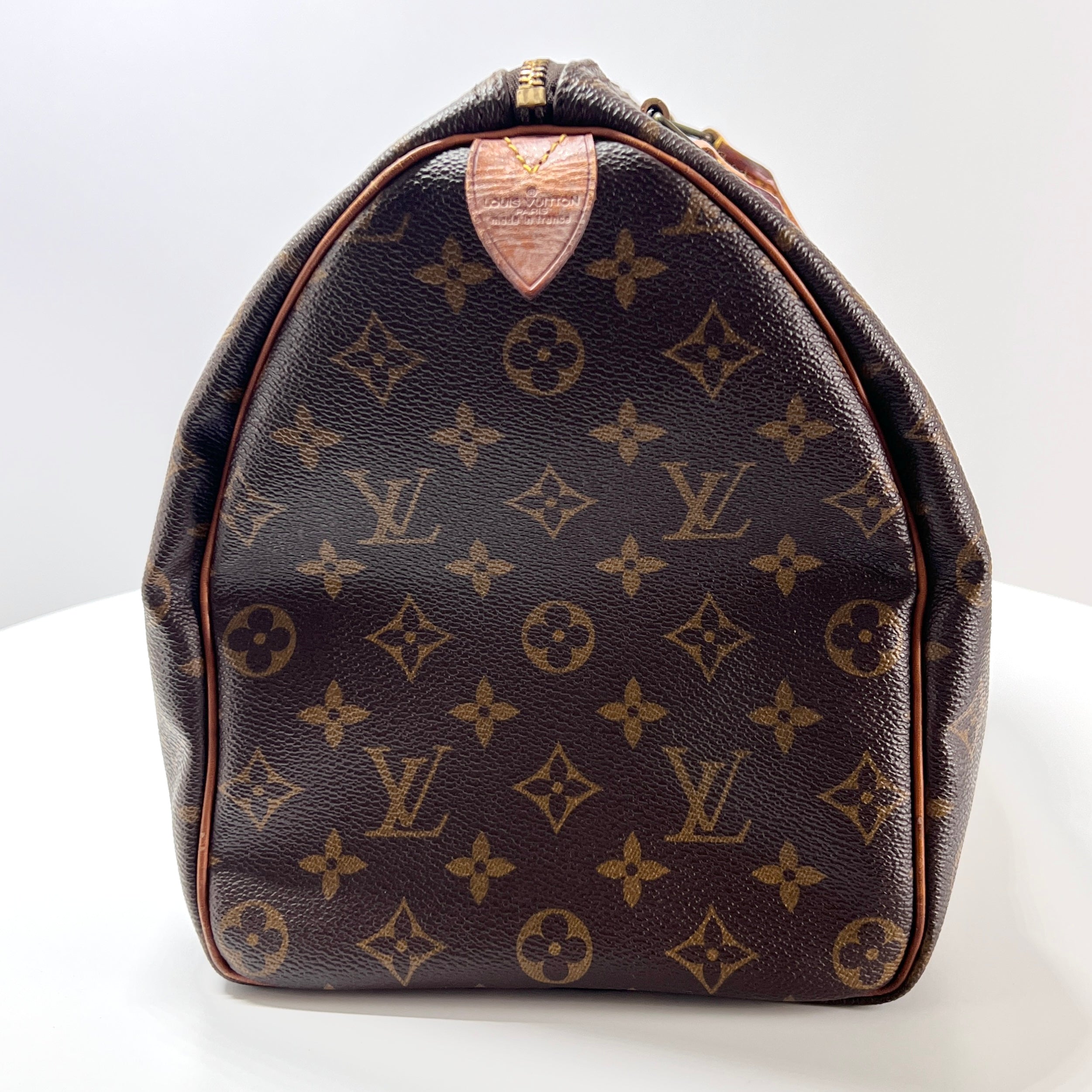 LOUIS VUITTON Speedy handbag in brown canvas and leather