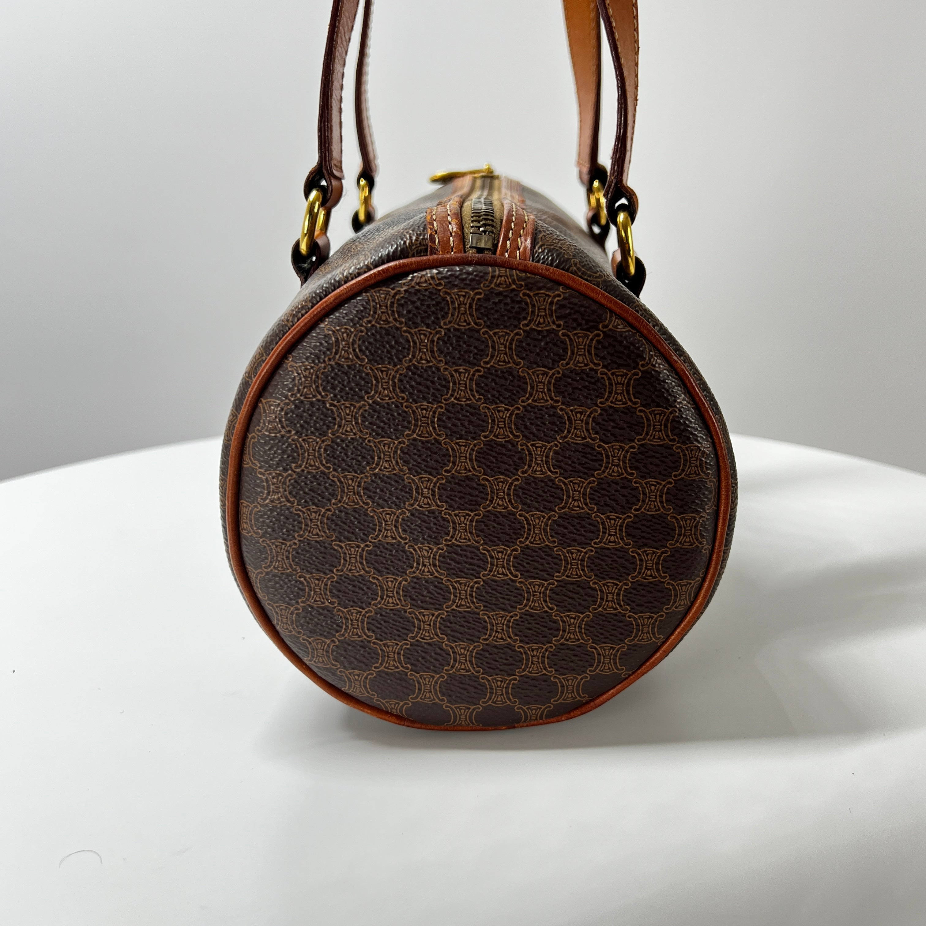 CELINE Papillon handbag in brown canvas and leather