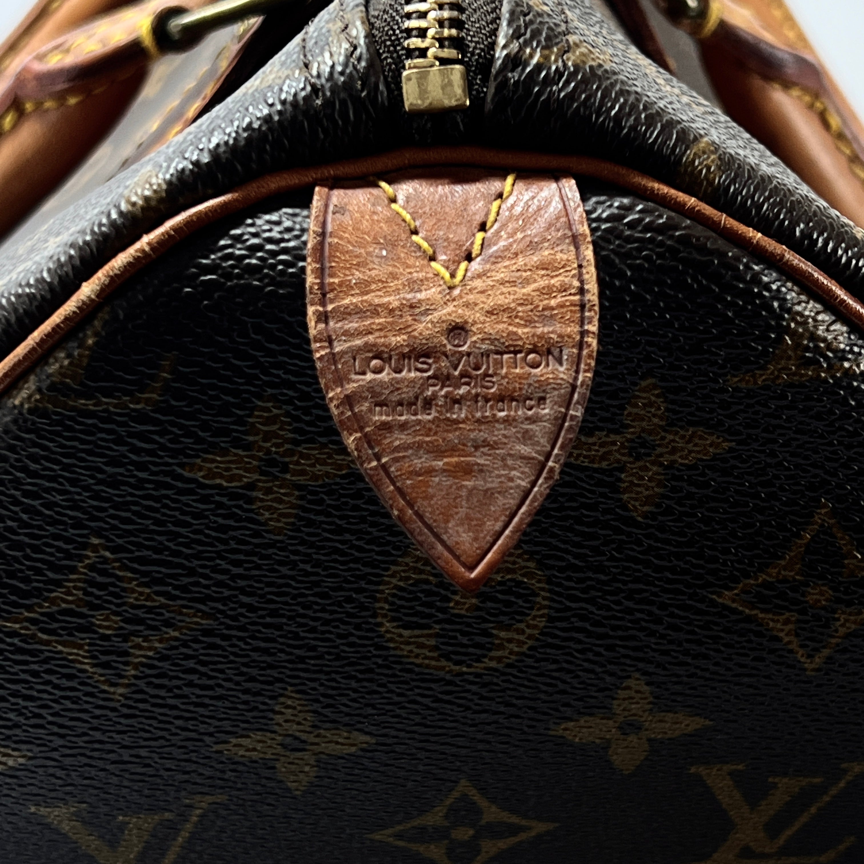 LOUIS VUITTON Speedy handbag in brown canvas and leather