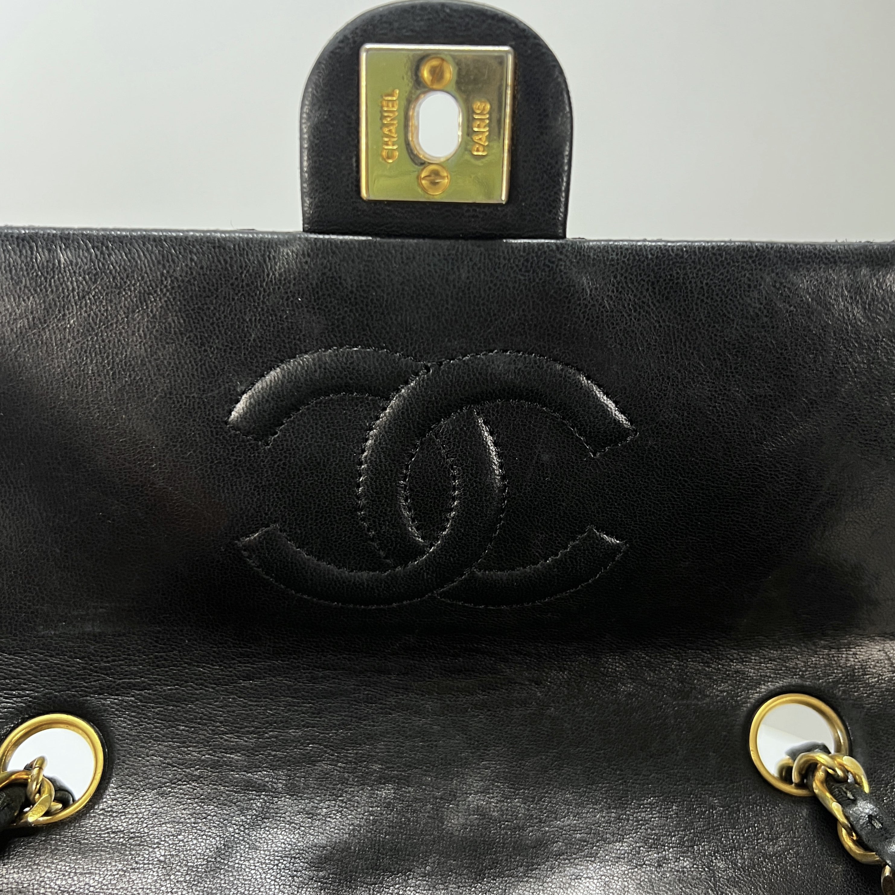 CHANEL Timeless classic mini flap black leather handbag
