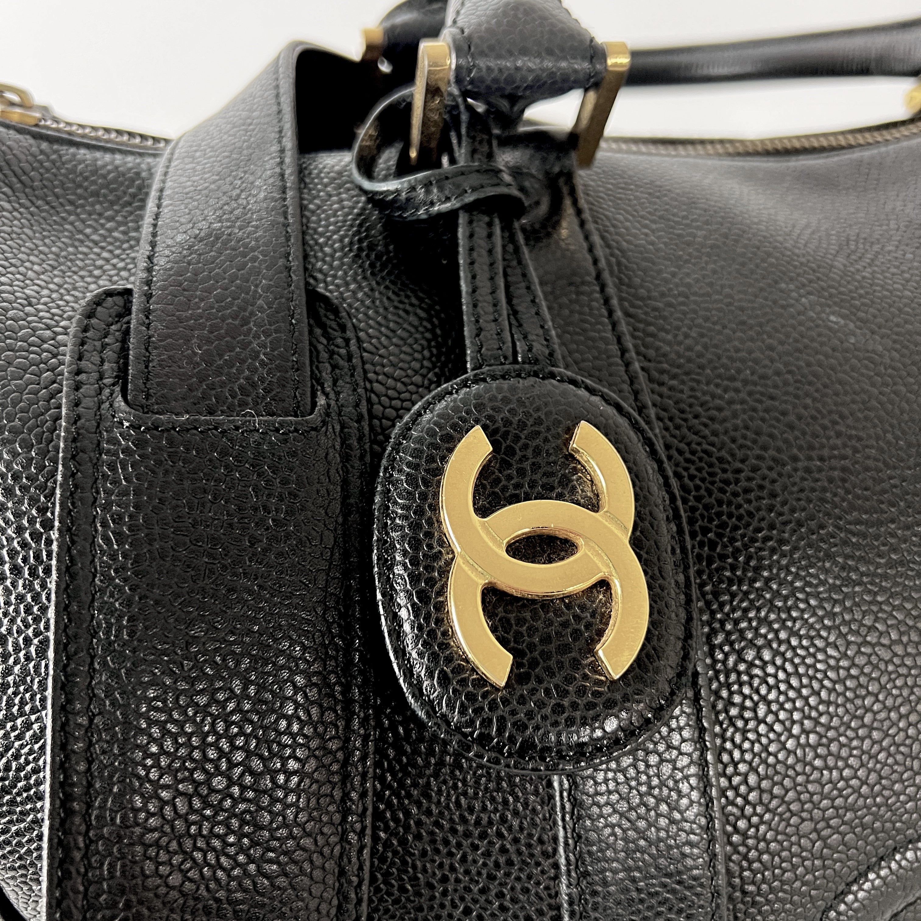 Sac à main CHANEL Boston cuir grainé noir