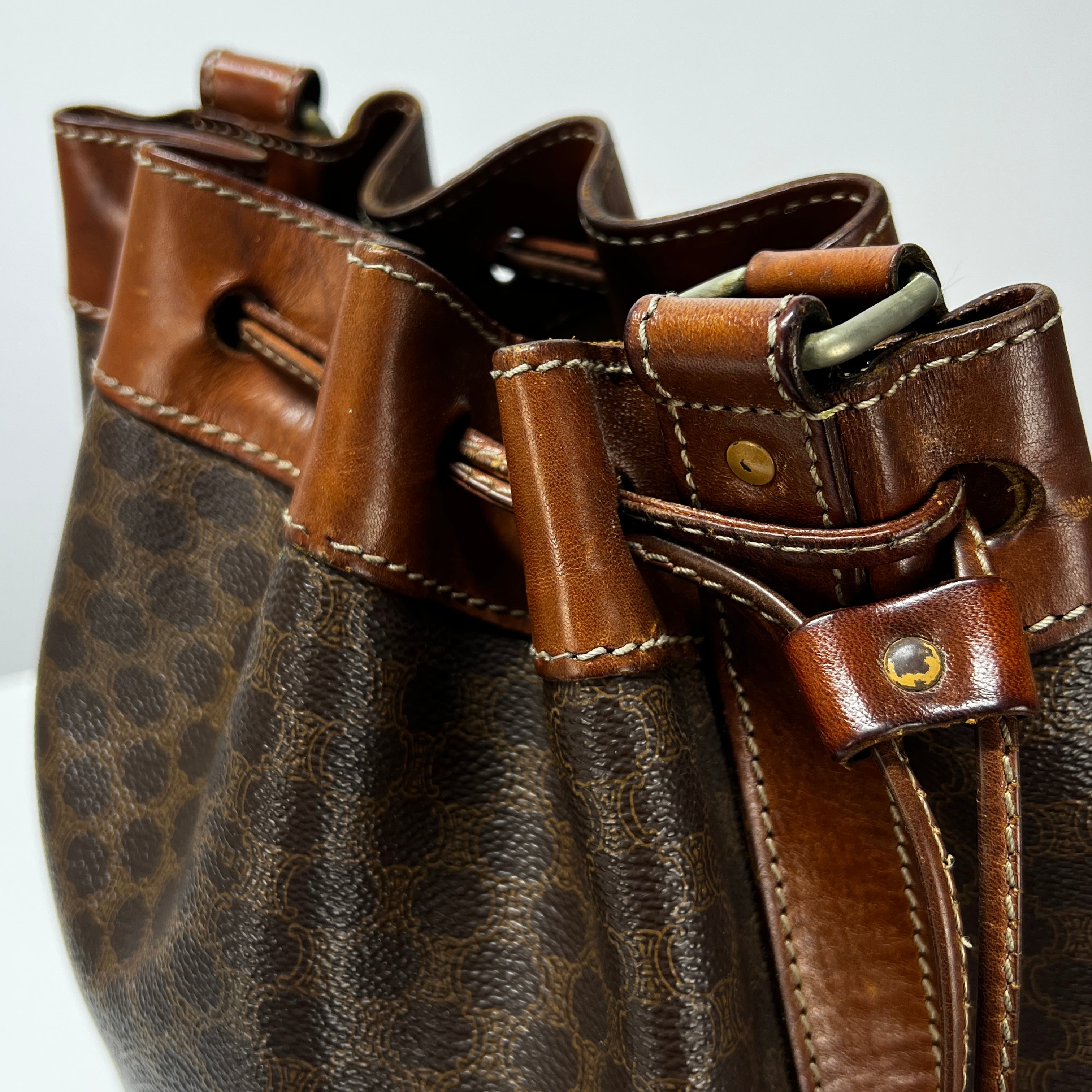 Sac sceau CELINE toile et cuir marron