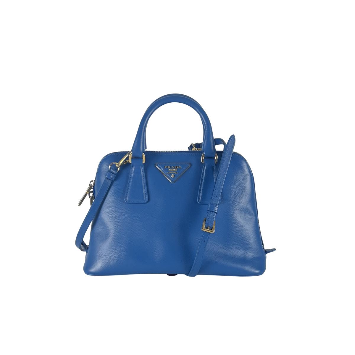 Sac à main PRADA Saffiano cuir bleu