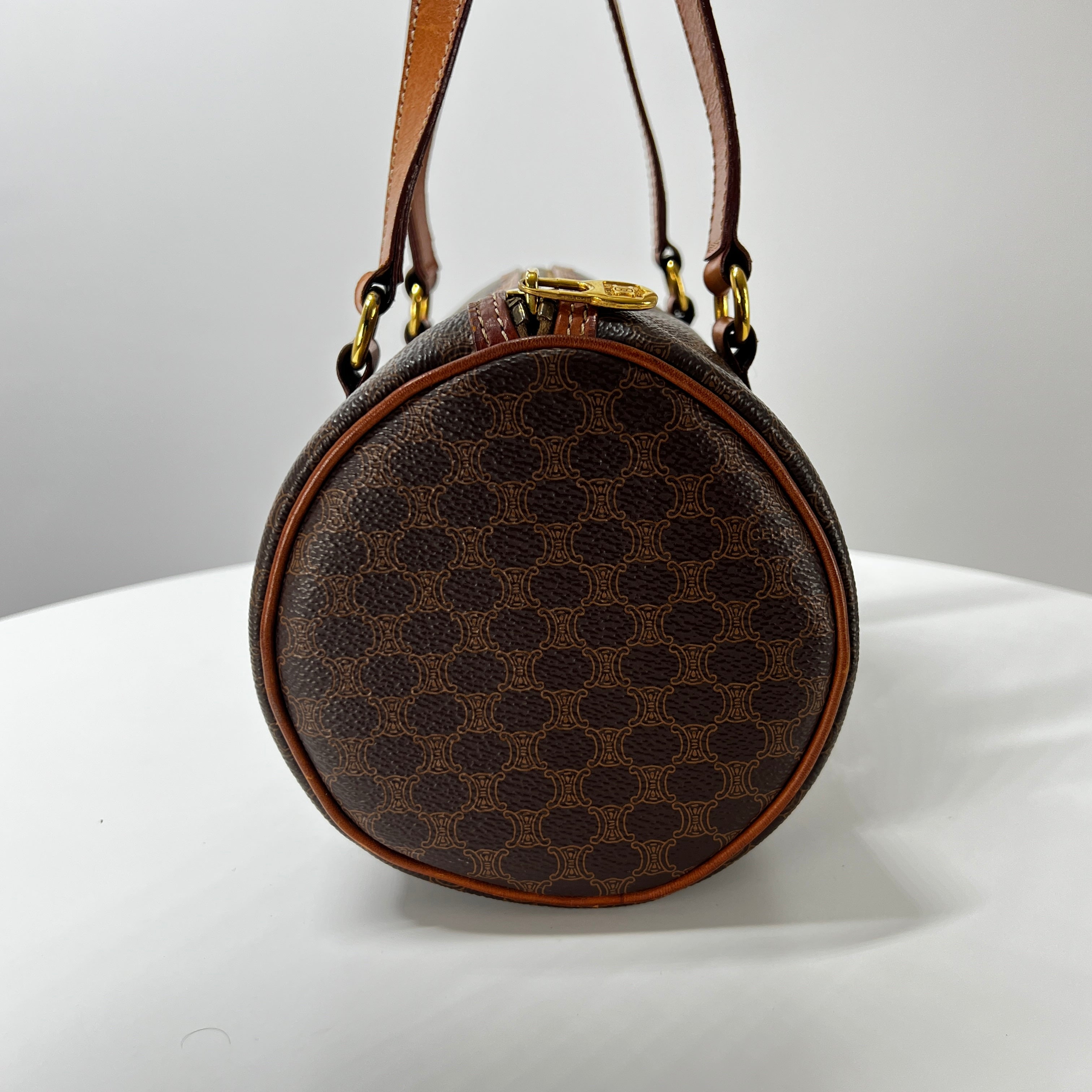 CELINE Papillon handbag in brown canvas and leather