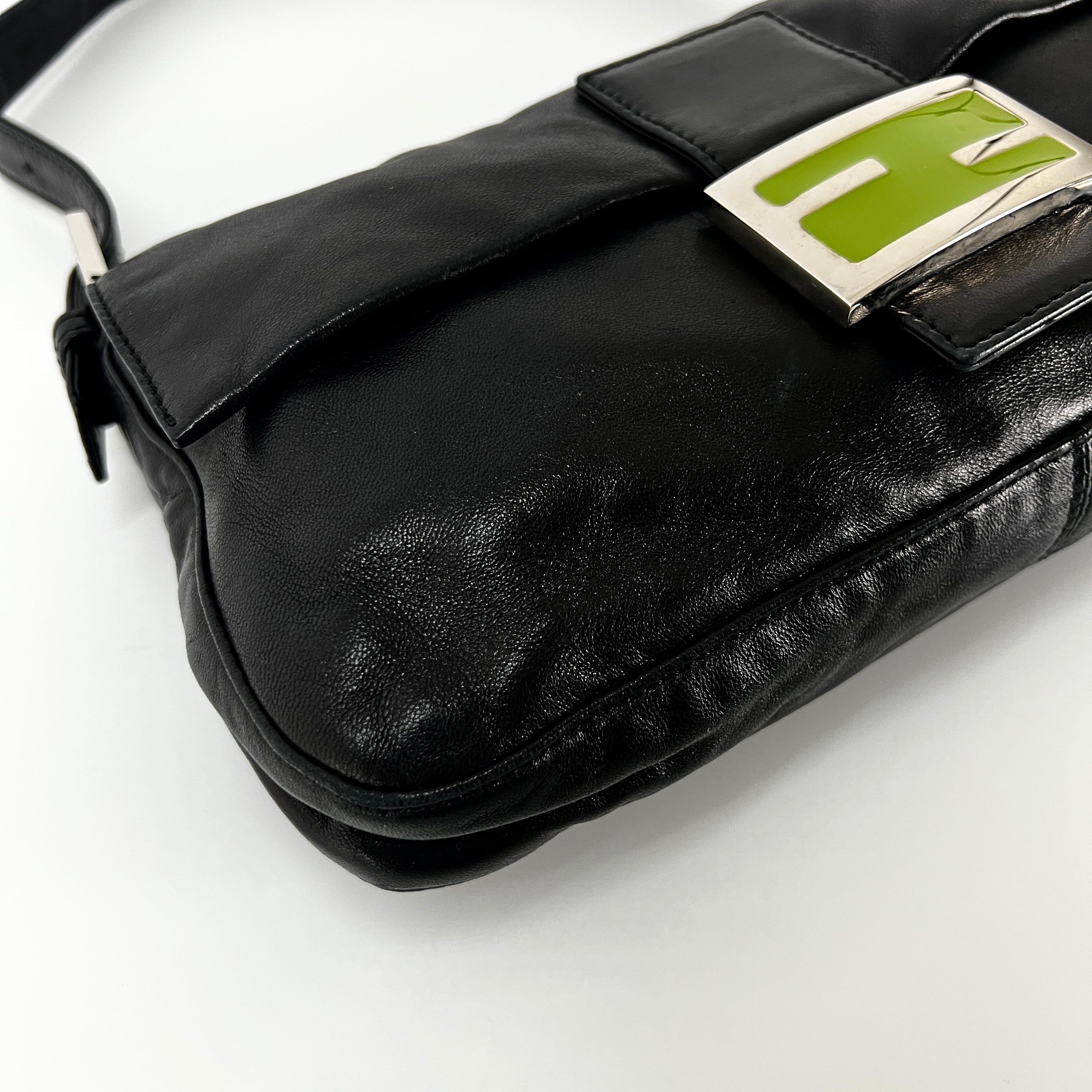 FENDI Mamma Baguette black leather handbag