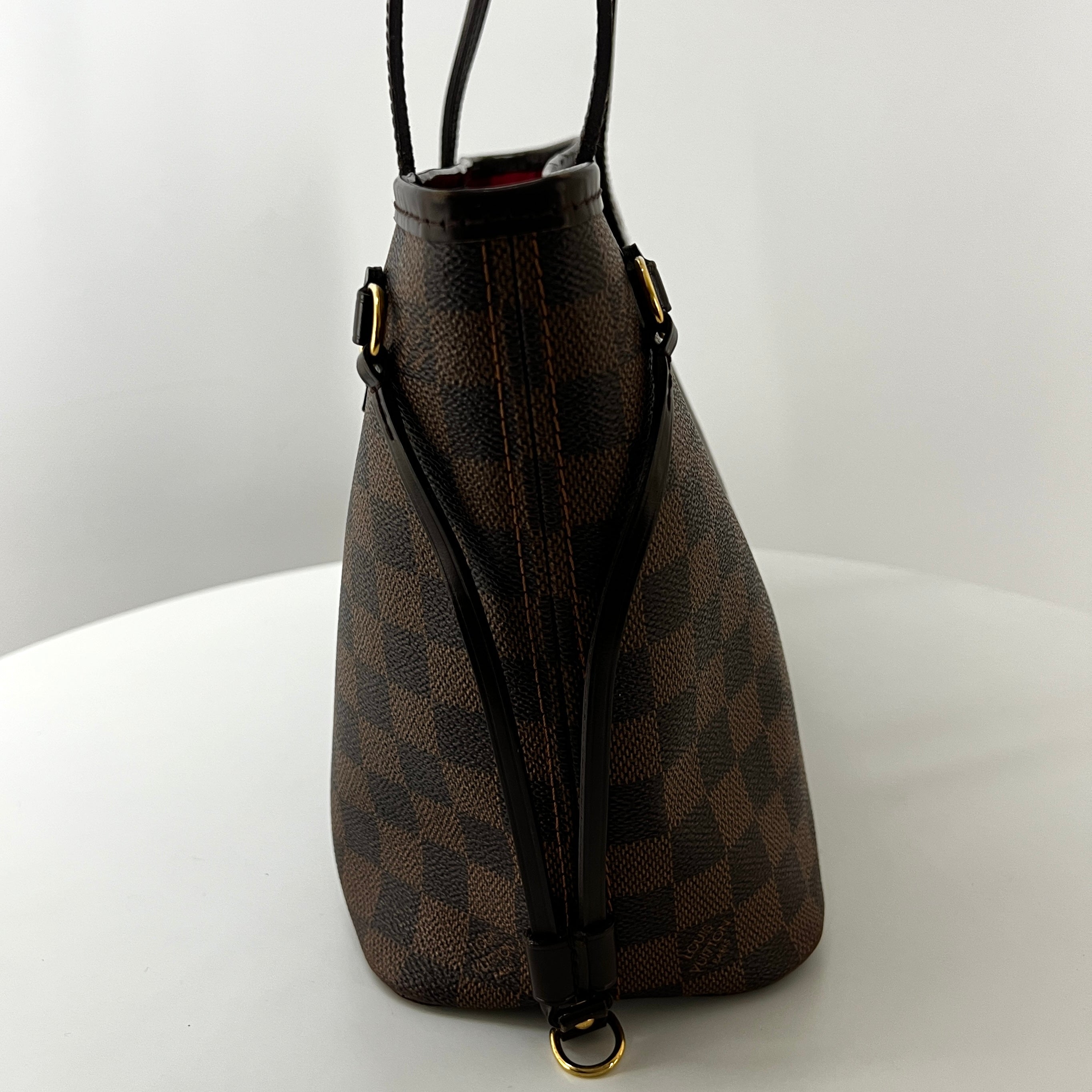 LOUIS VUITTON Neverfull PM handbag in brown canvas and leather