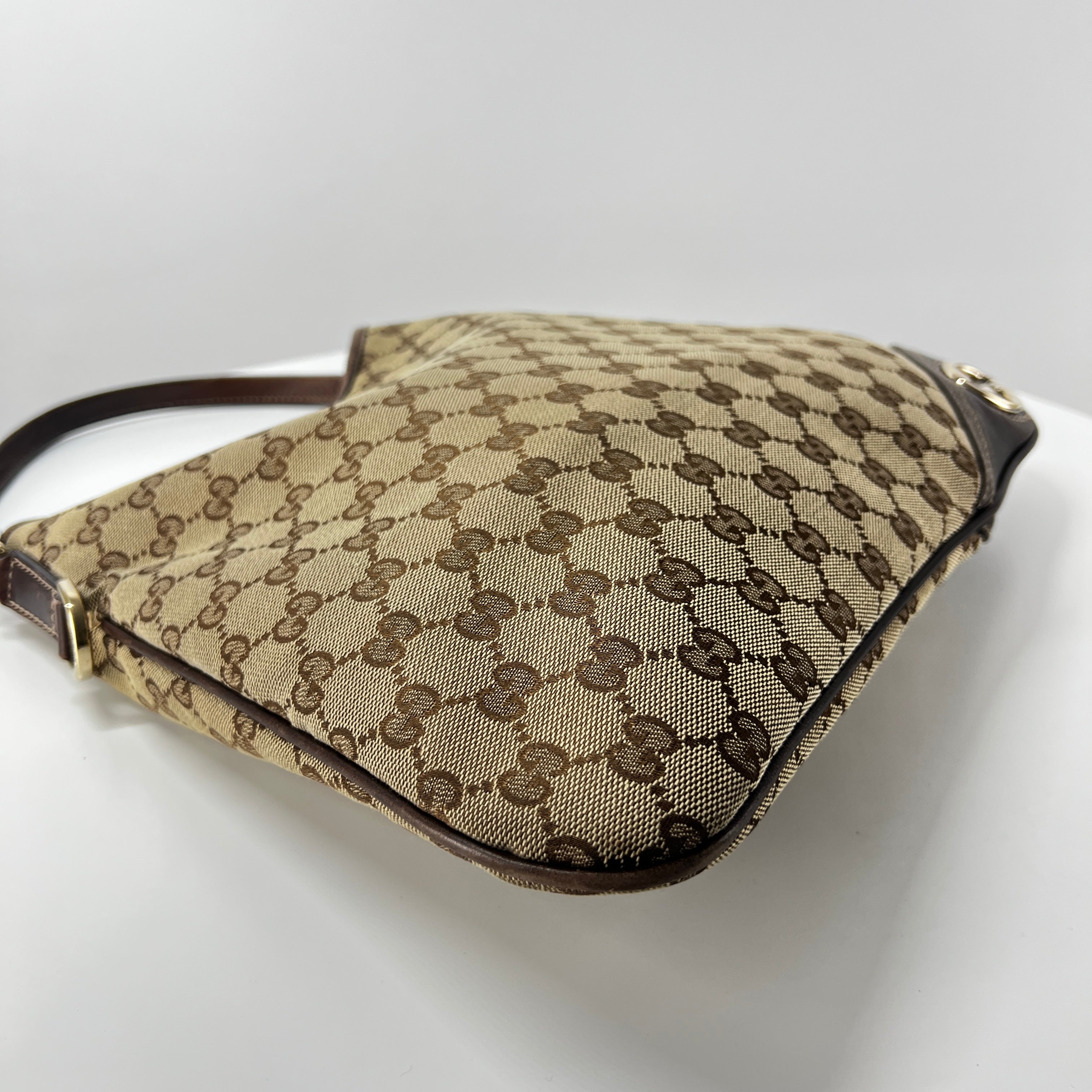 Sac à main GUCCI Hobo toile et cuir marron
