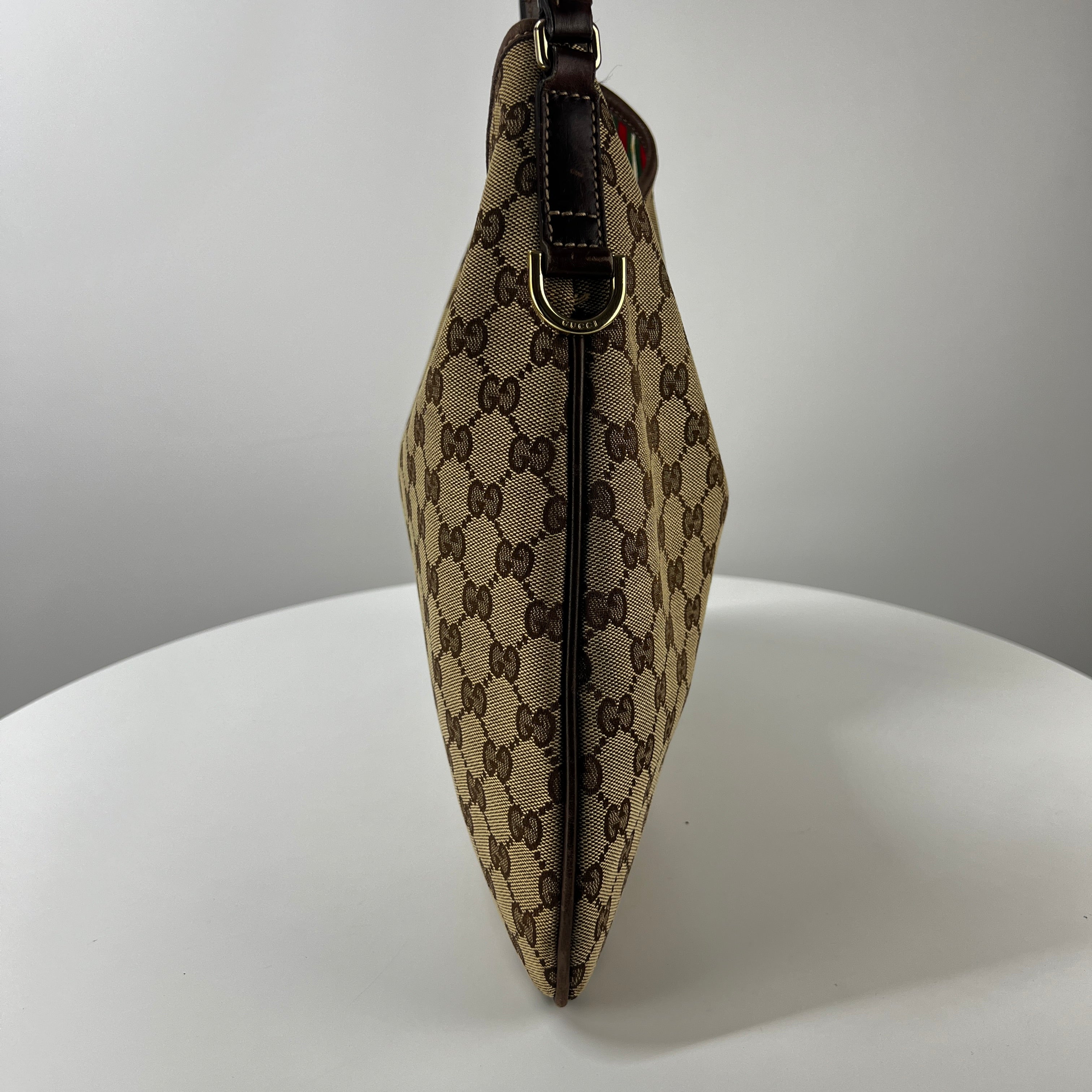 Sac à main GUCCI Hobo toile et cuir marron