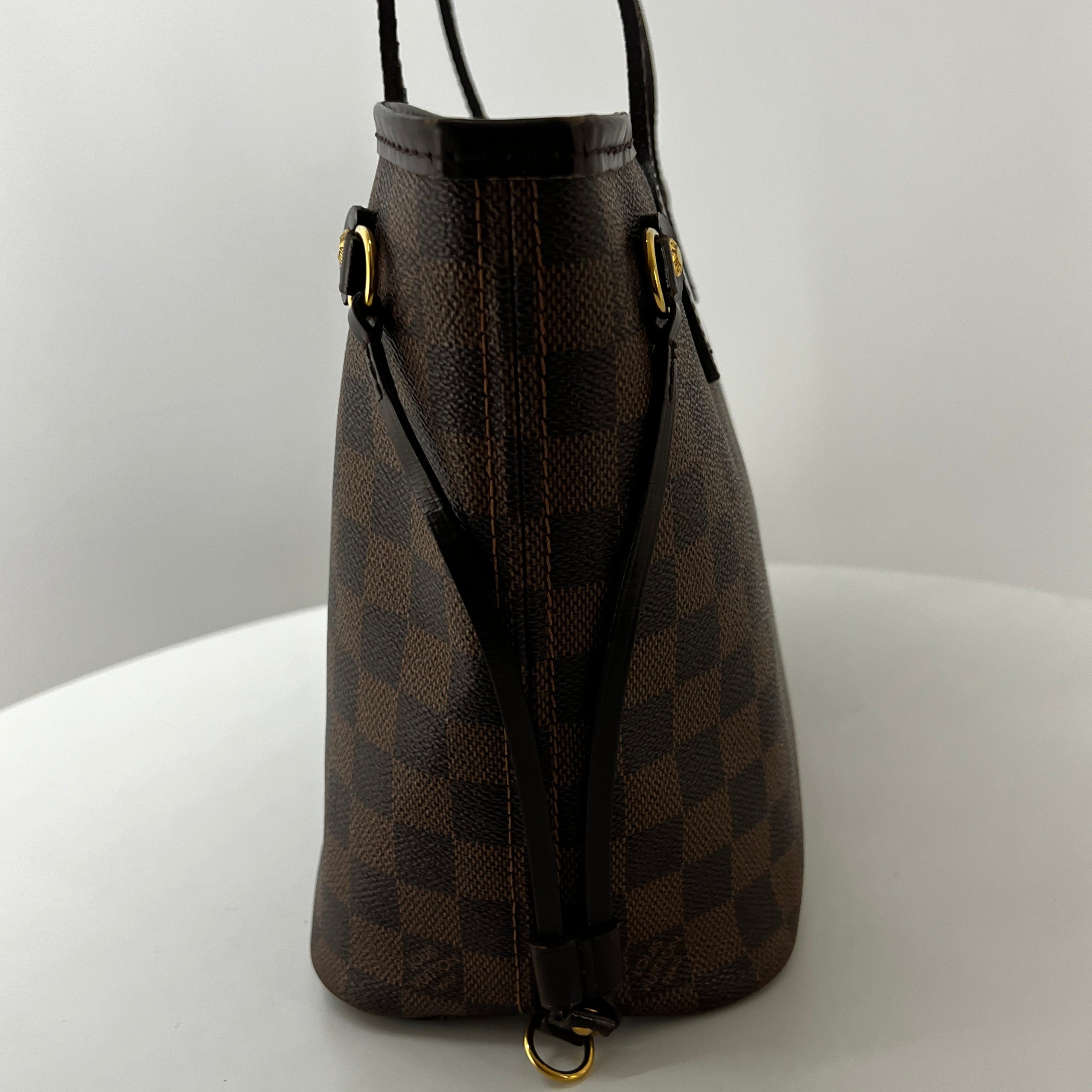 LOUIS VUITTON Neverfull PM handbag in brown canvas and leather