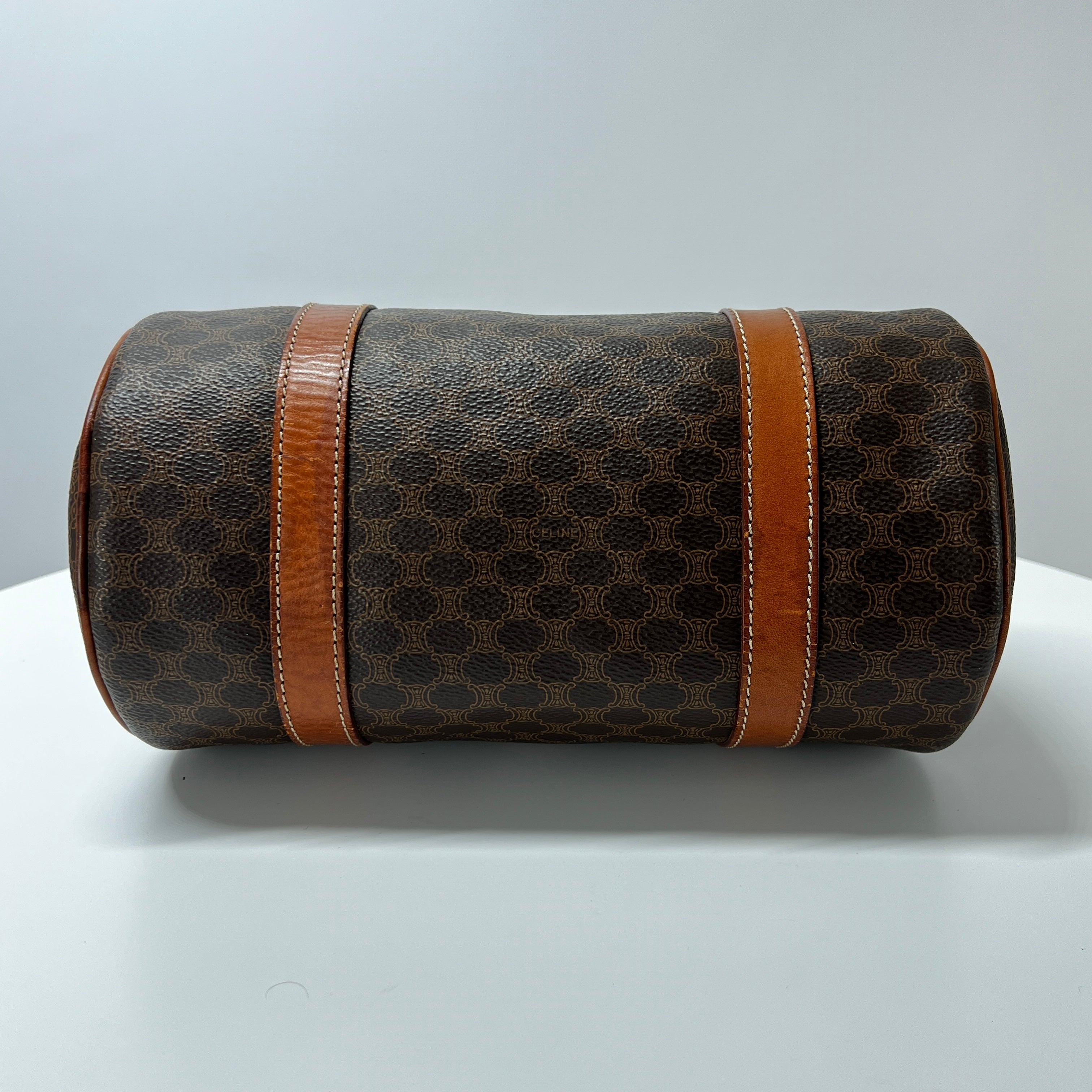 CELINE Papillon handbag in brown canvas and leather