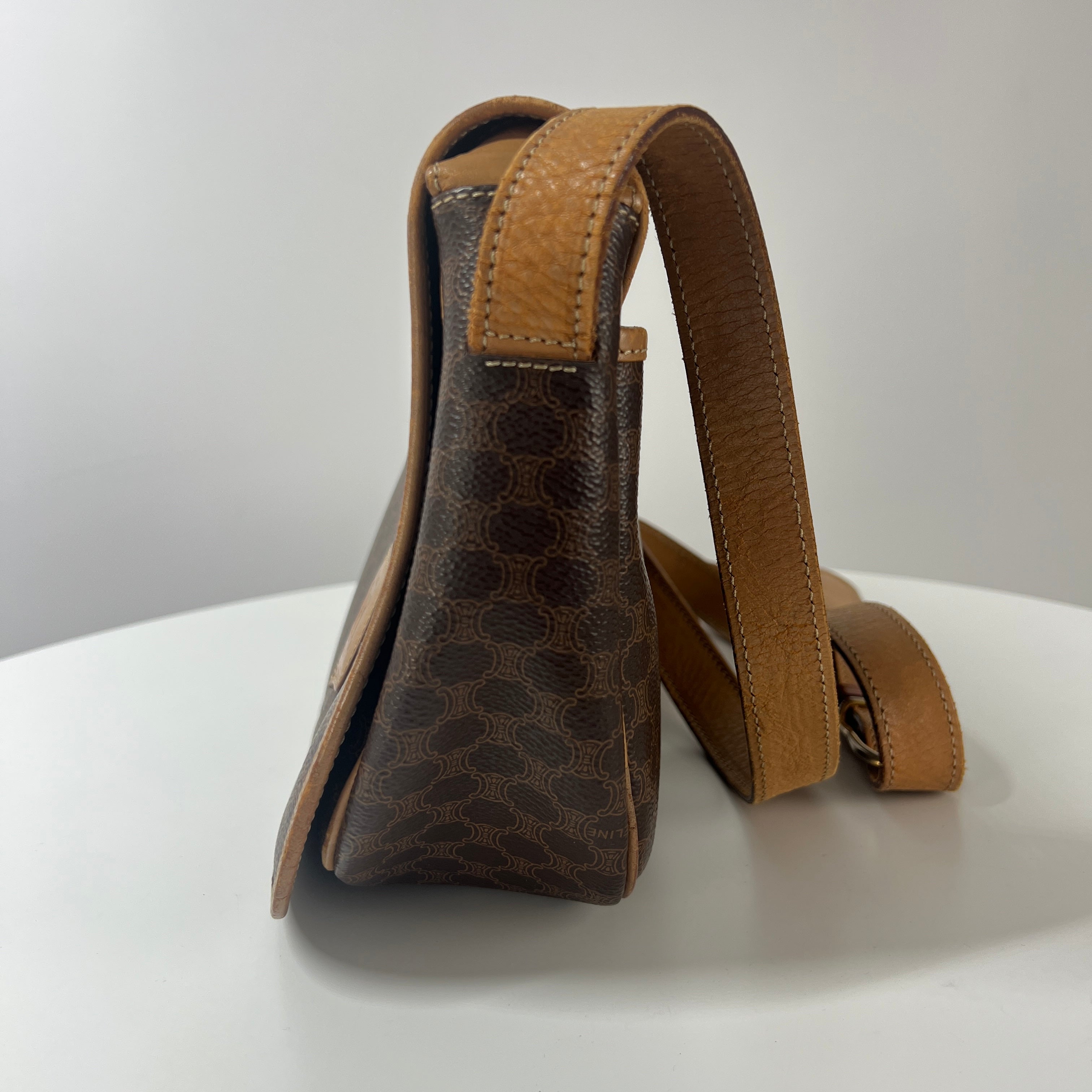 Sac à main CELINE toile et cuir marron