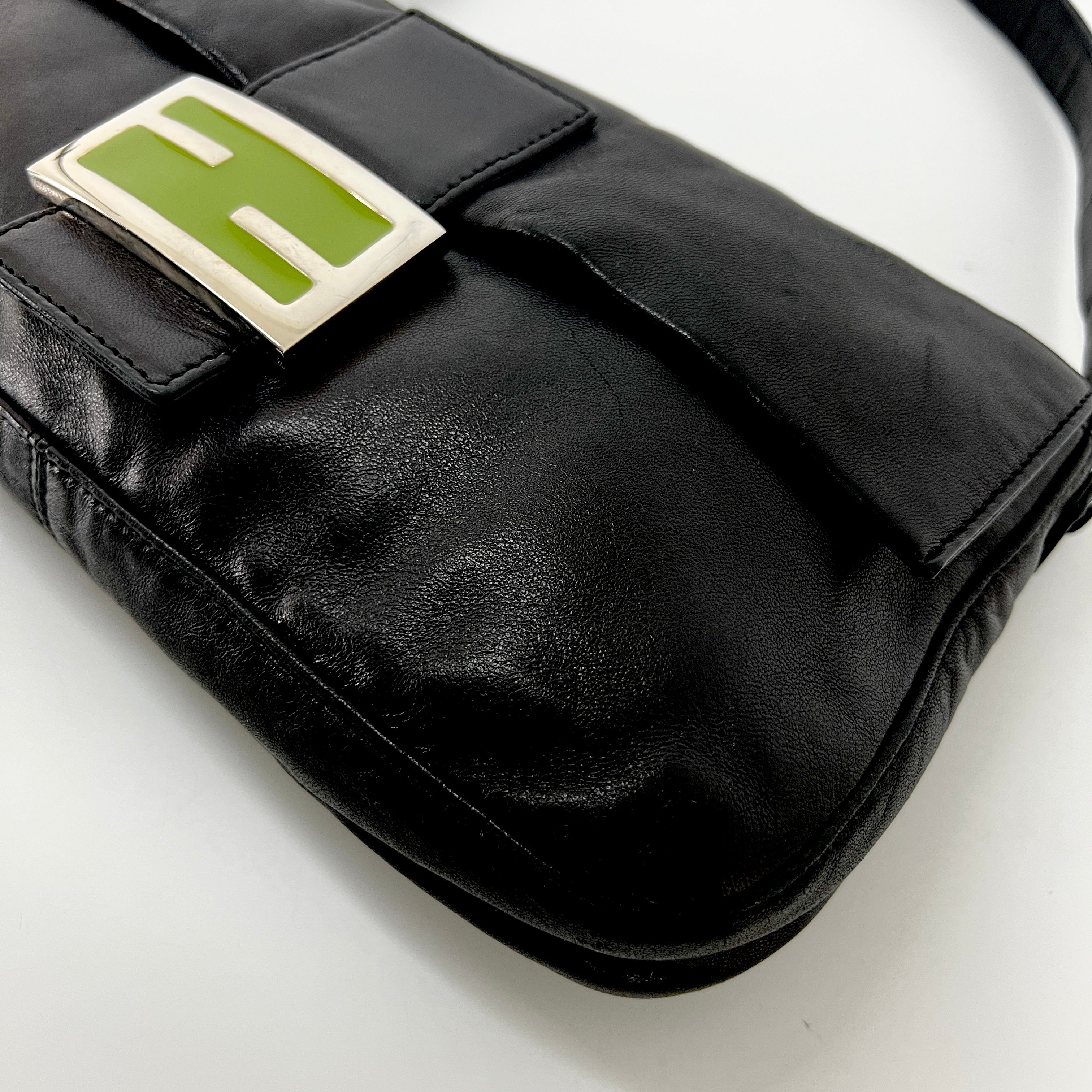 FENDI Mamma Baguette black leather handbag