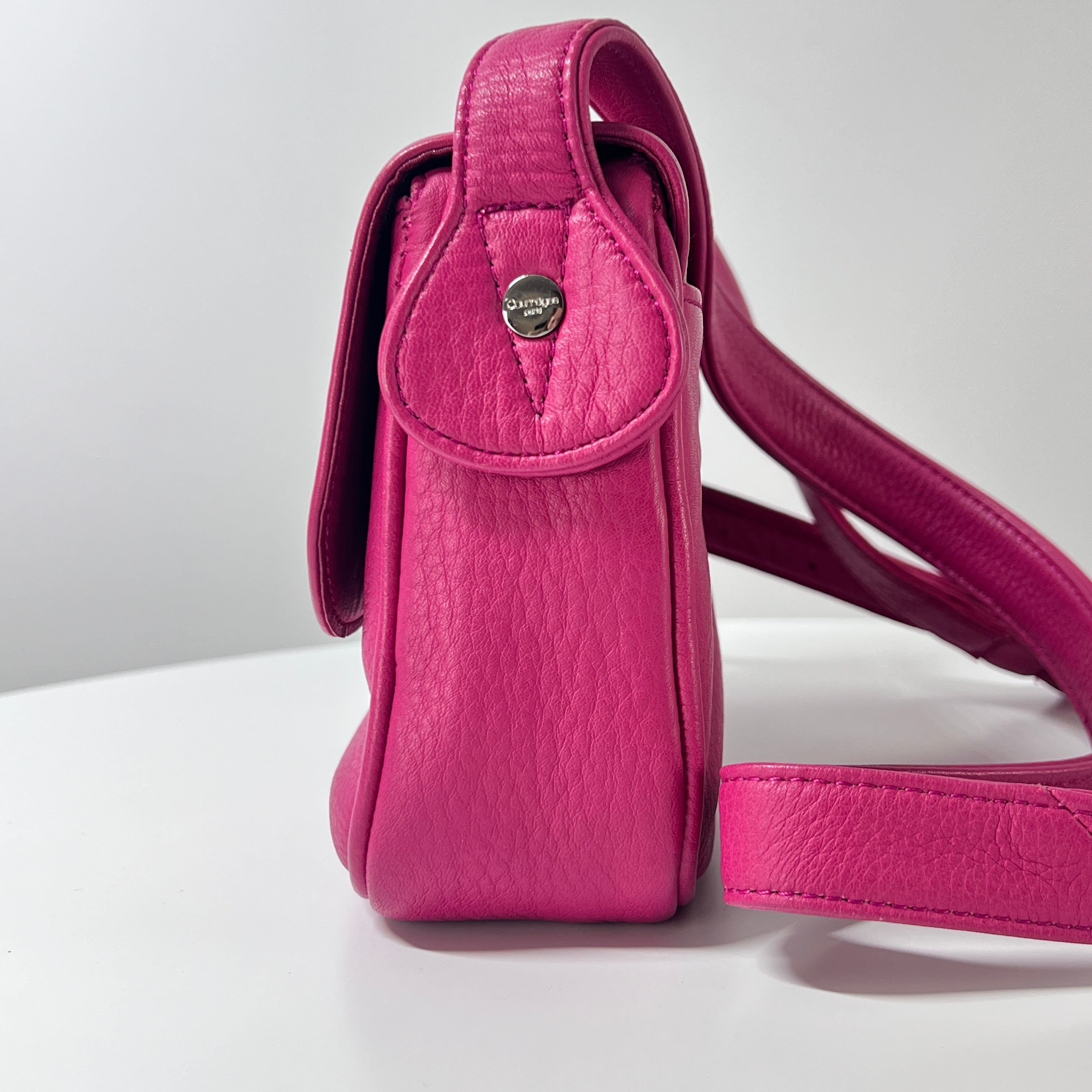 COURREGES Camera pink leather handbag