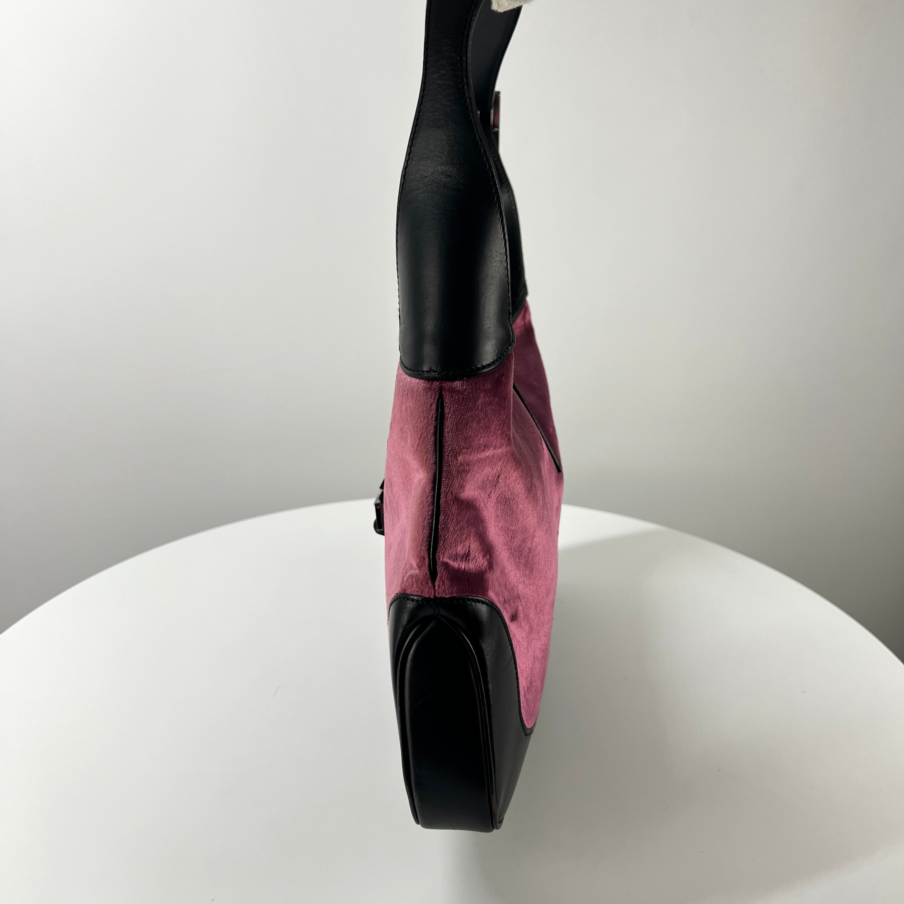 Sac à main GUCCI Jackie suede et cuir rose