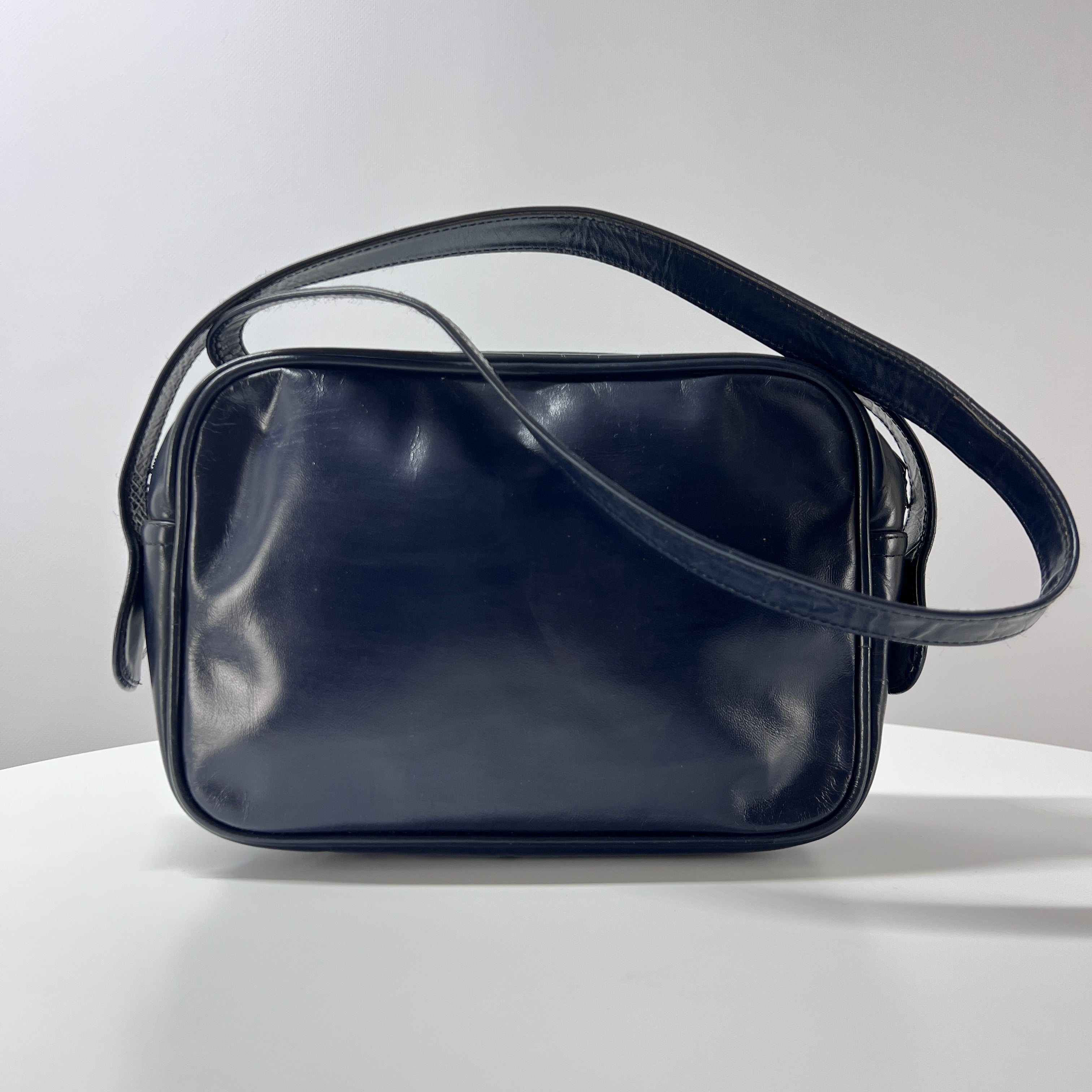 Sac à main COURREGES Camera cuir bleu