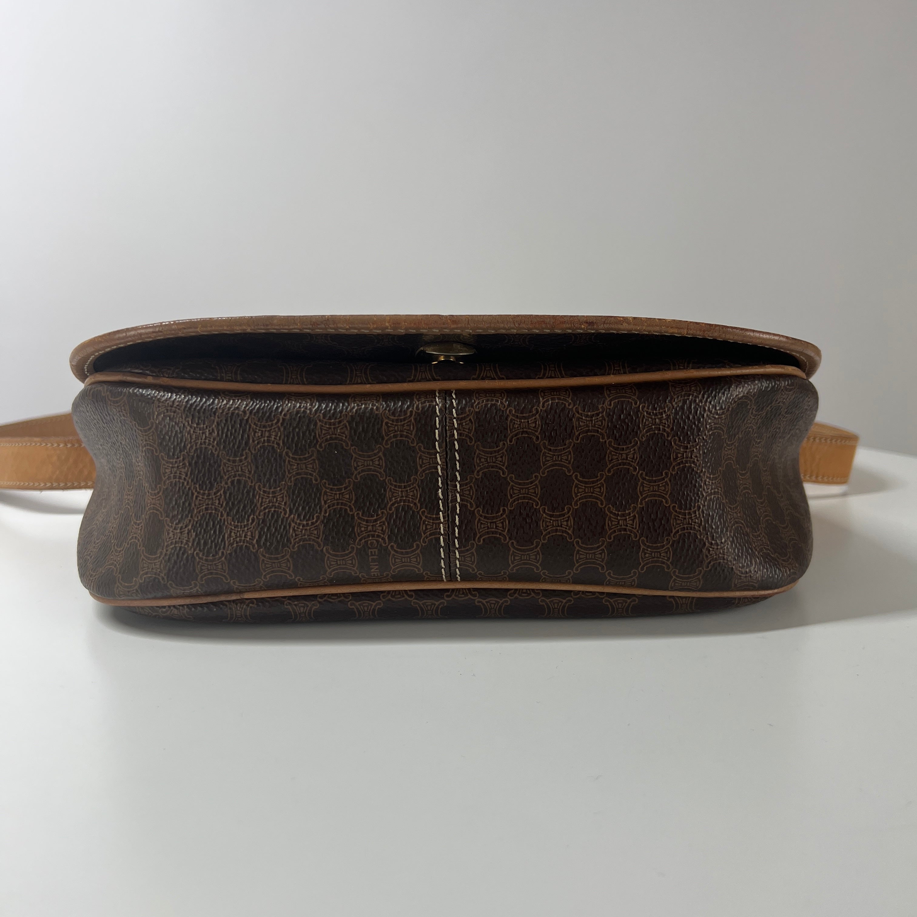 Sac à main CELINE toile et cuir marron
