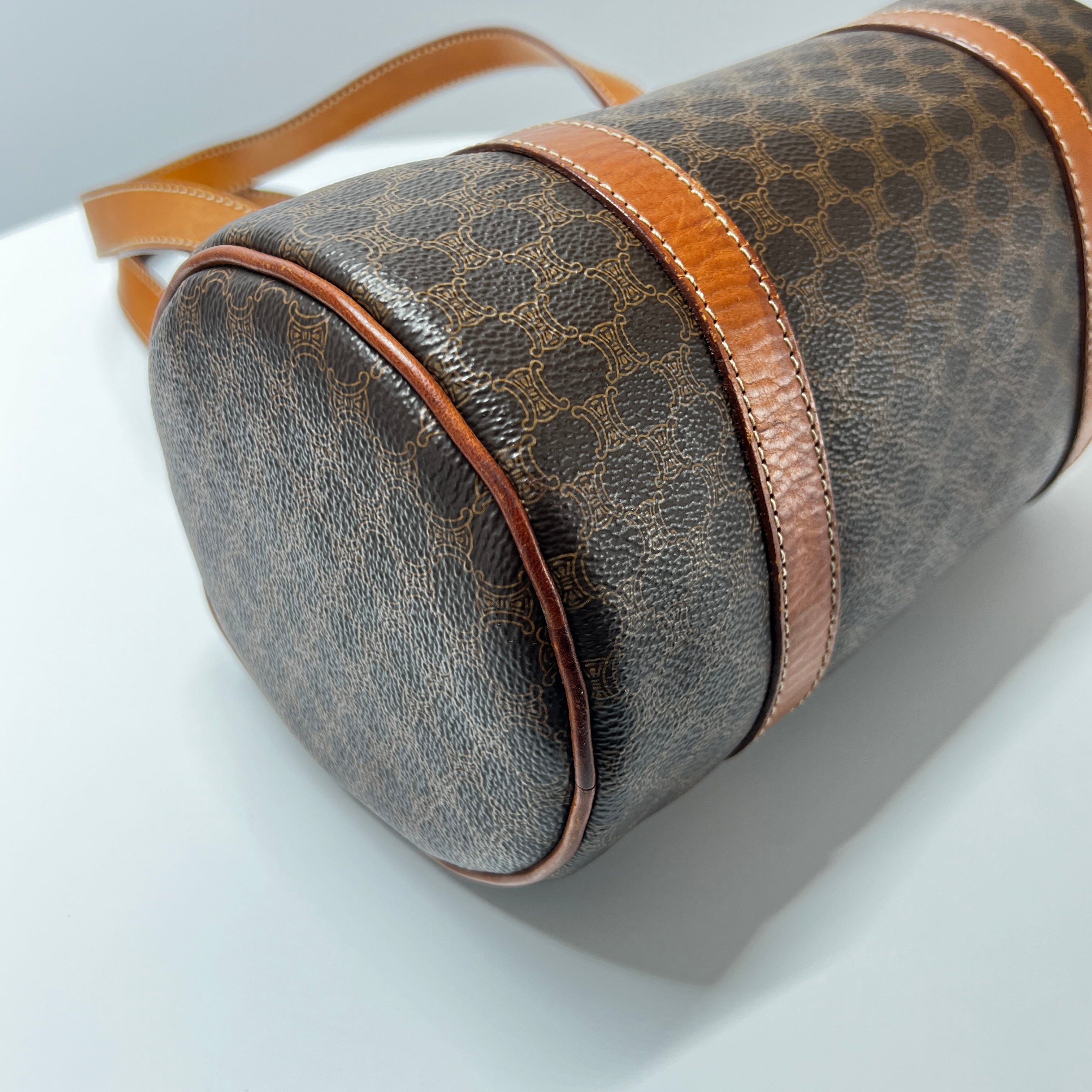 CELINE Papillon handbag in brown canvas and leather