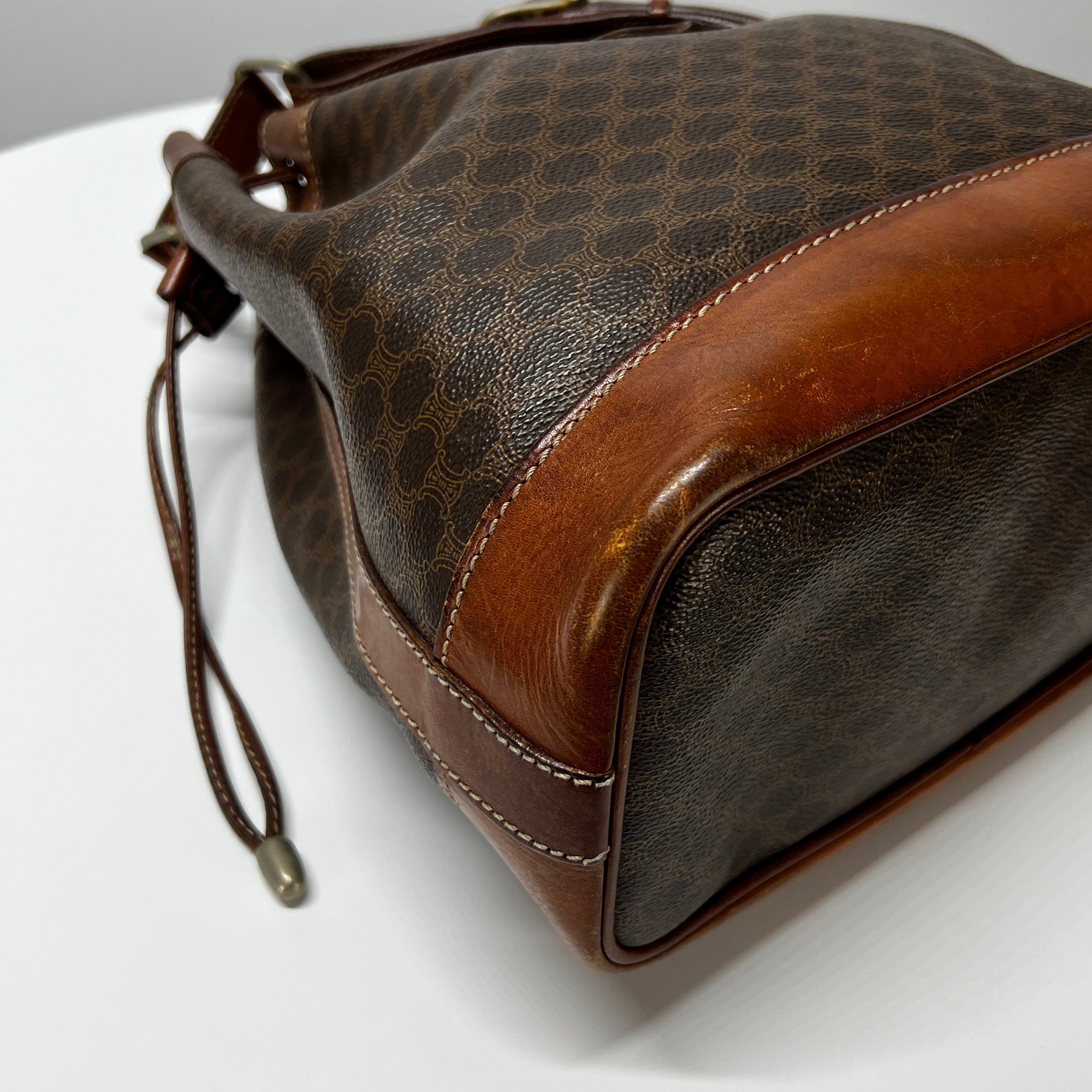 Sac sceau CELINE toile et cuir marron