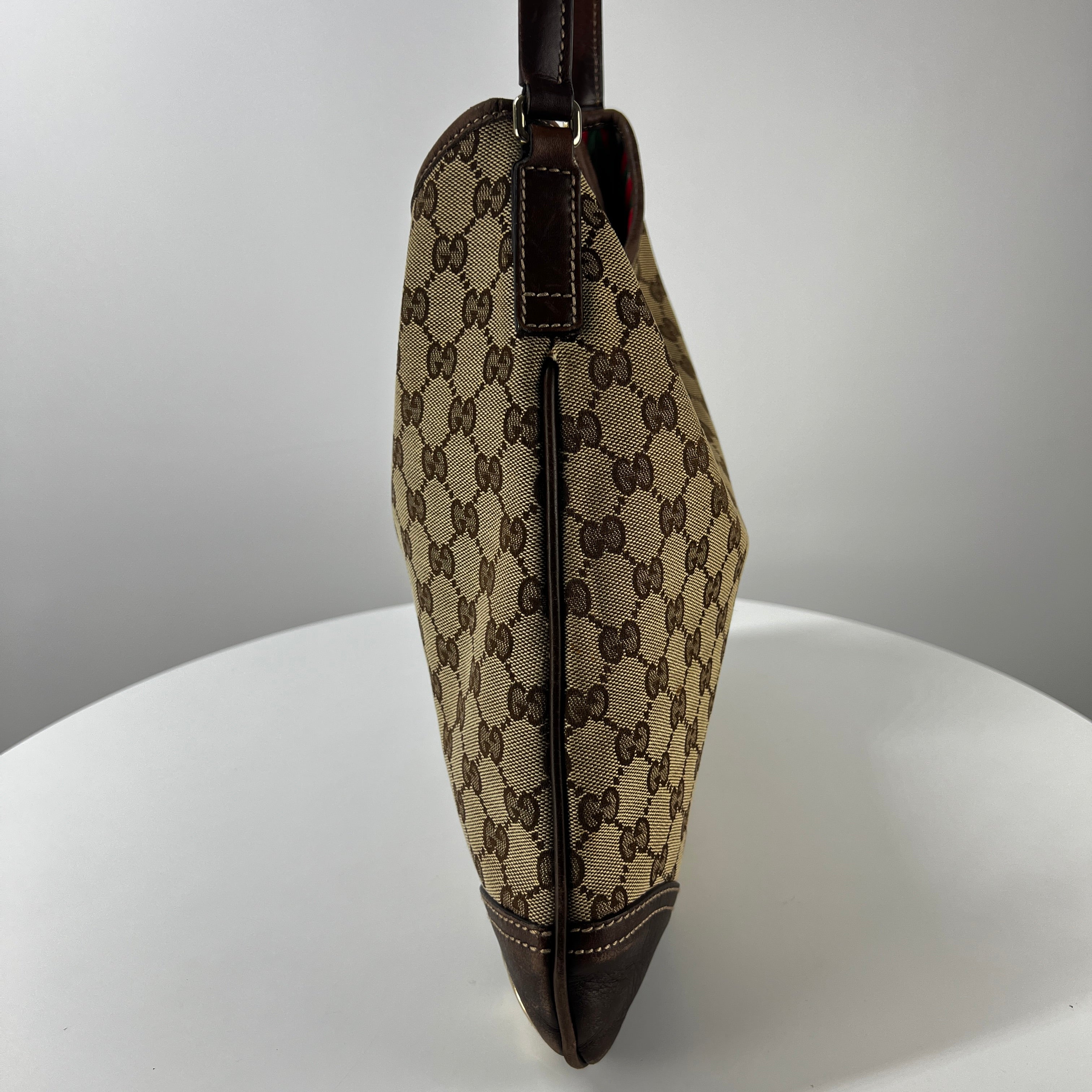 Sac à main GUCCI Hobo toile et cuir marron