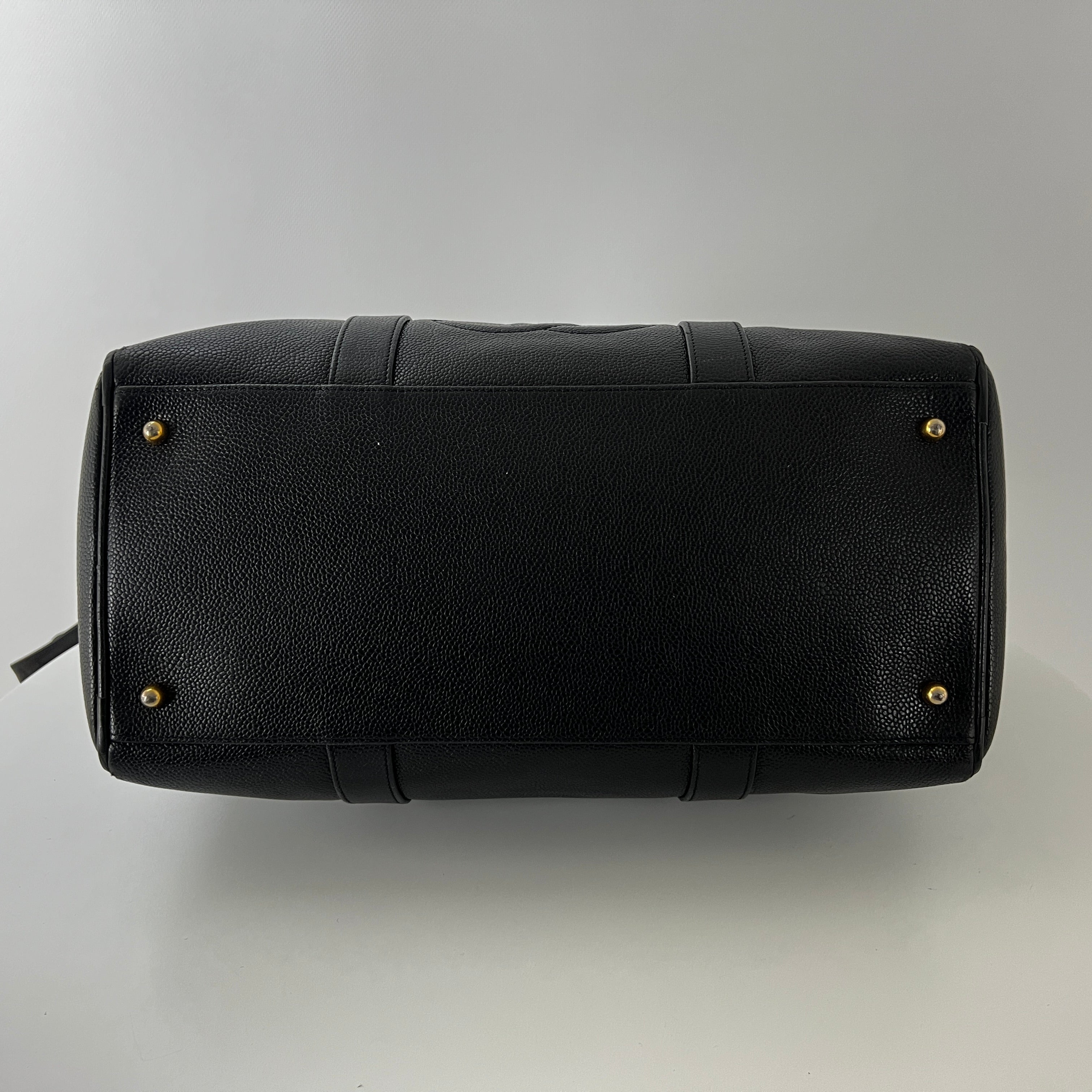Sac à main CHANEL Boston cuir grainé noir