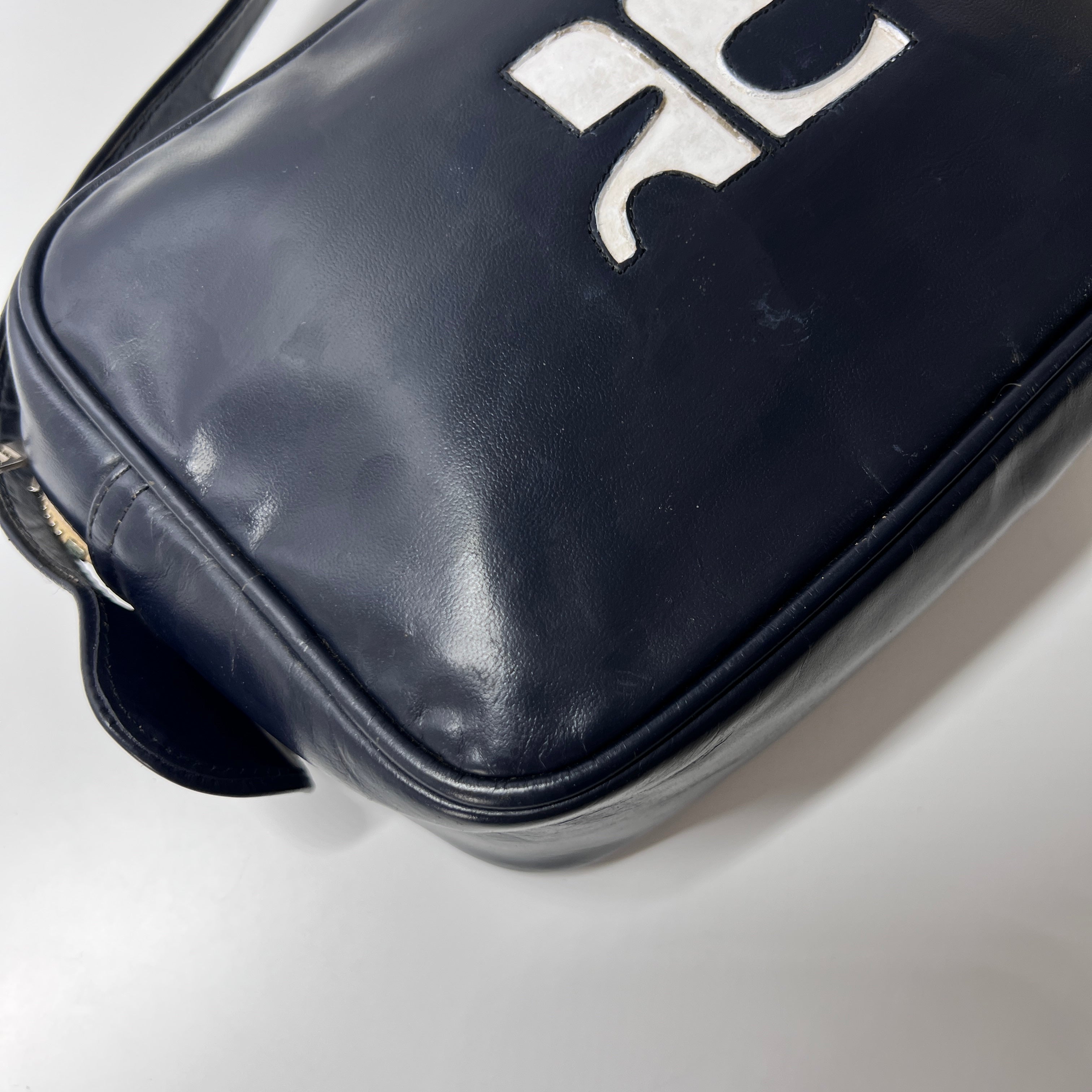 Sac à main COURREGES Camera cuir bleu