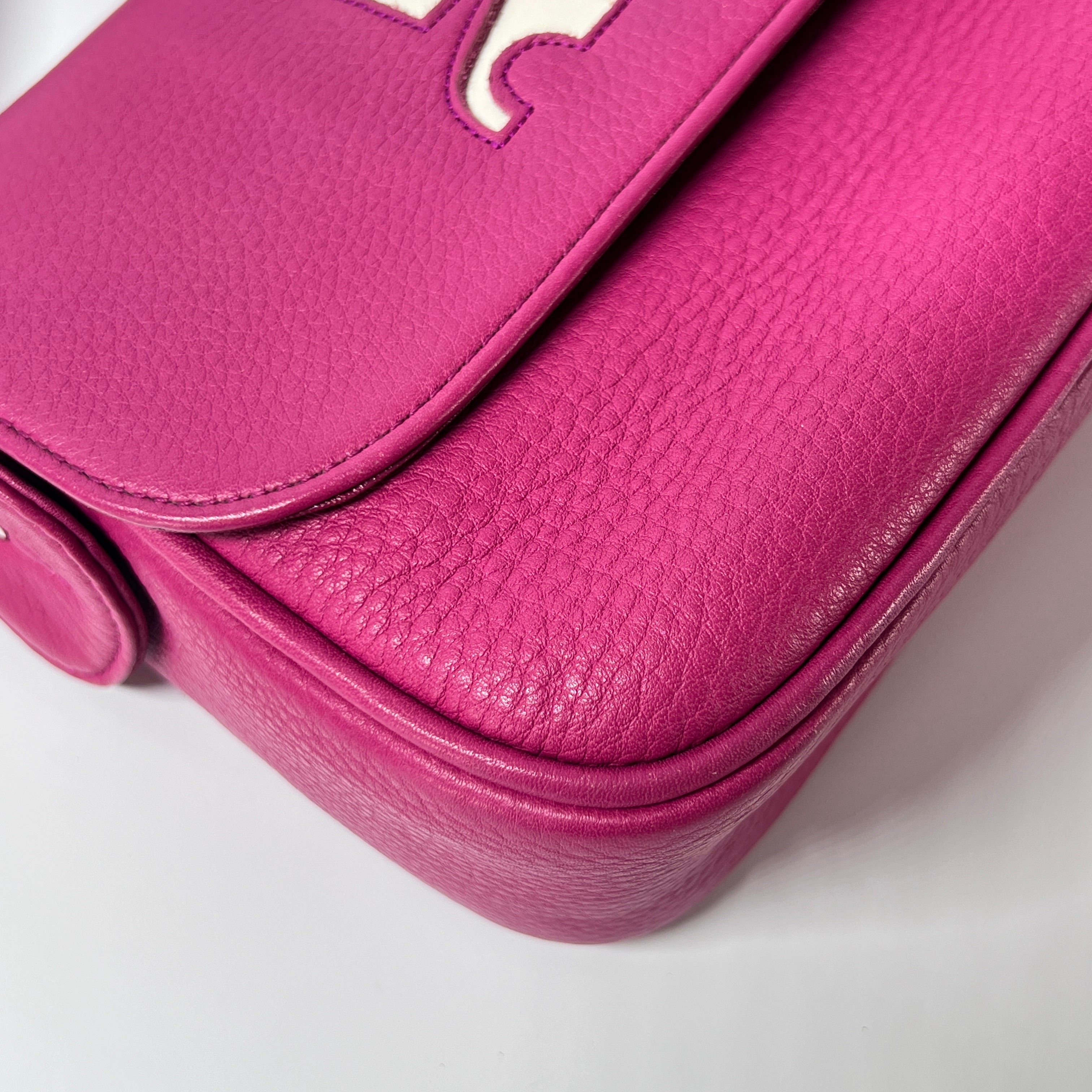 COURREGES Camera pink leather handbag